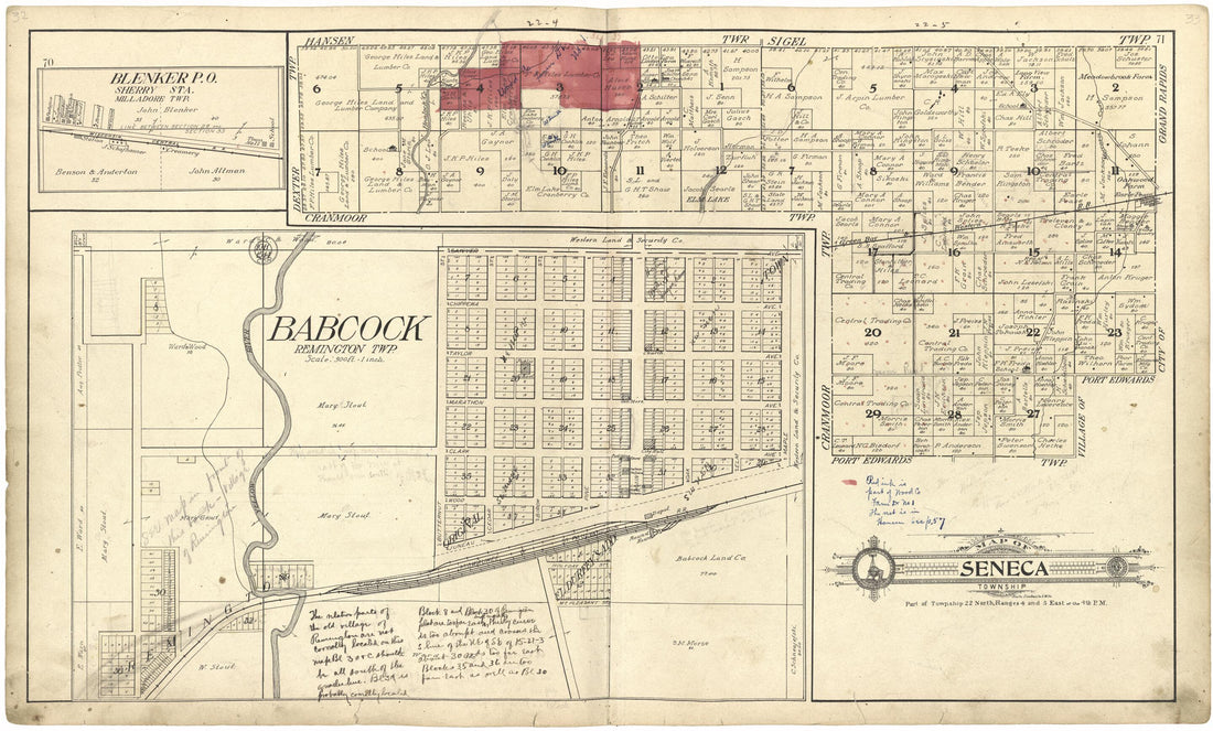 This old map of Map of Seneca Township from Standard Atlas of Wood County, Wisconsin from 1909 was created by Geo. A. Ogle & Co in 1909