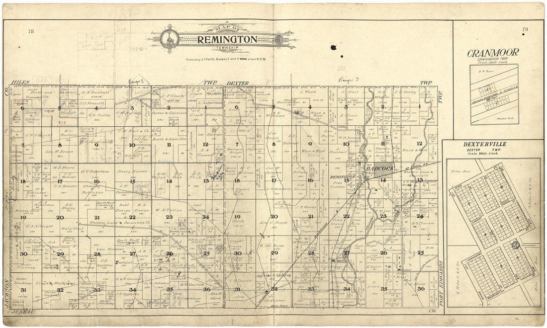 This old map of Map of Remington Township from Standard Atlas of Wood County, Wisconsin from 1909 was created by Geo. A. Ogle & Co in 1909
