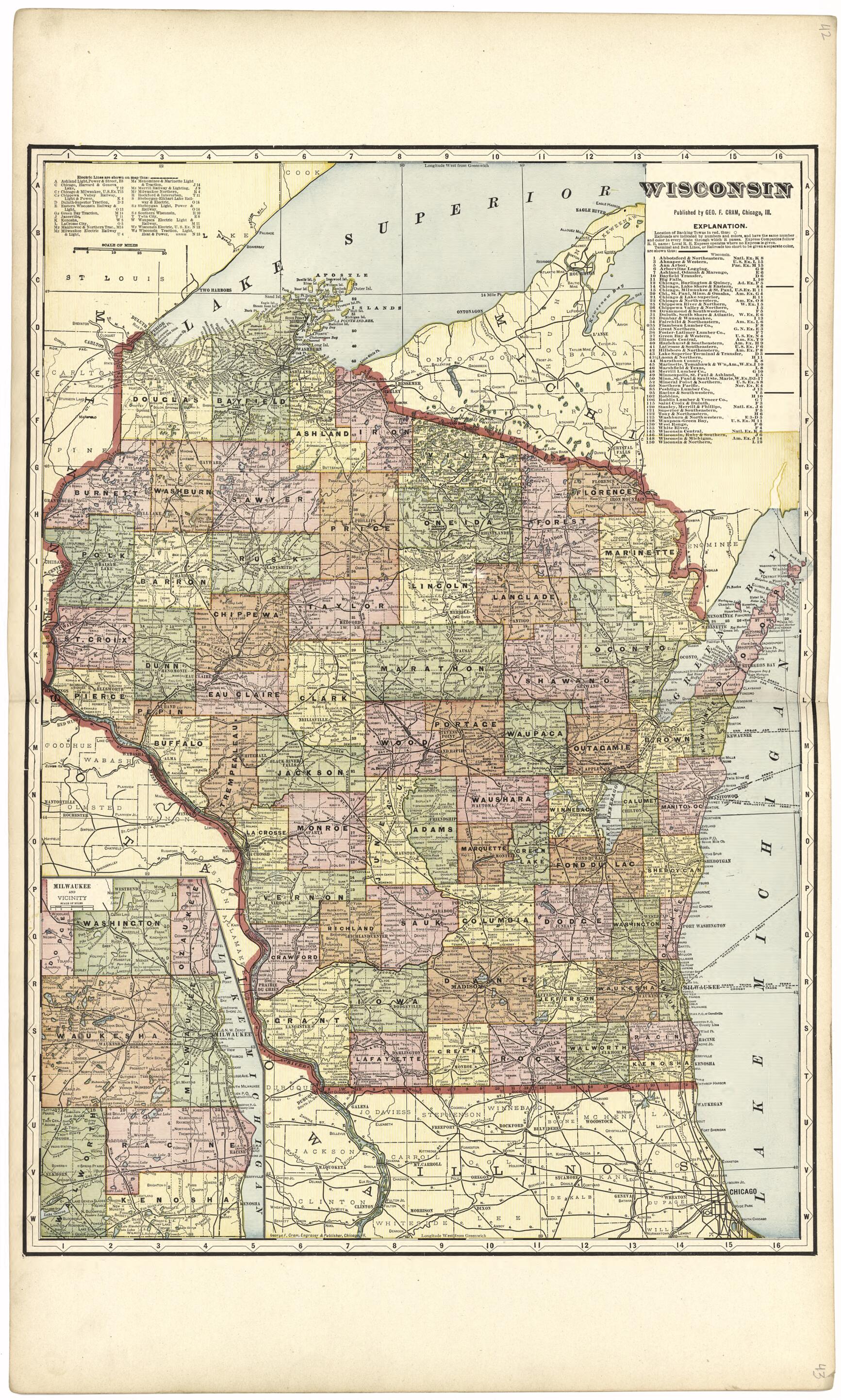 This old map of Wisconsin from Standard Atlas of Wood County, Wisconsin from 1909 was created by Geo. A. Ogle & Co in 1909