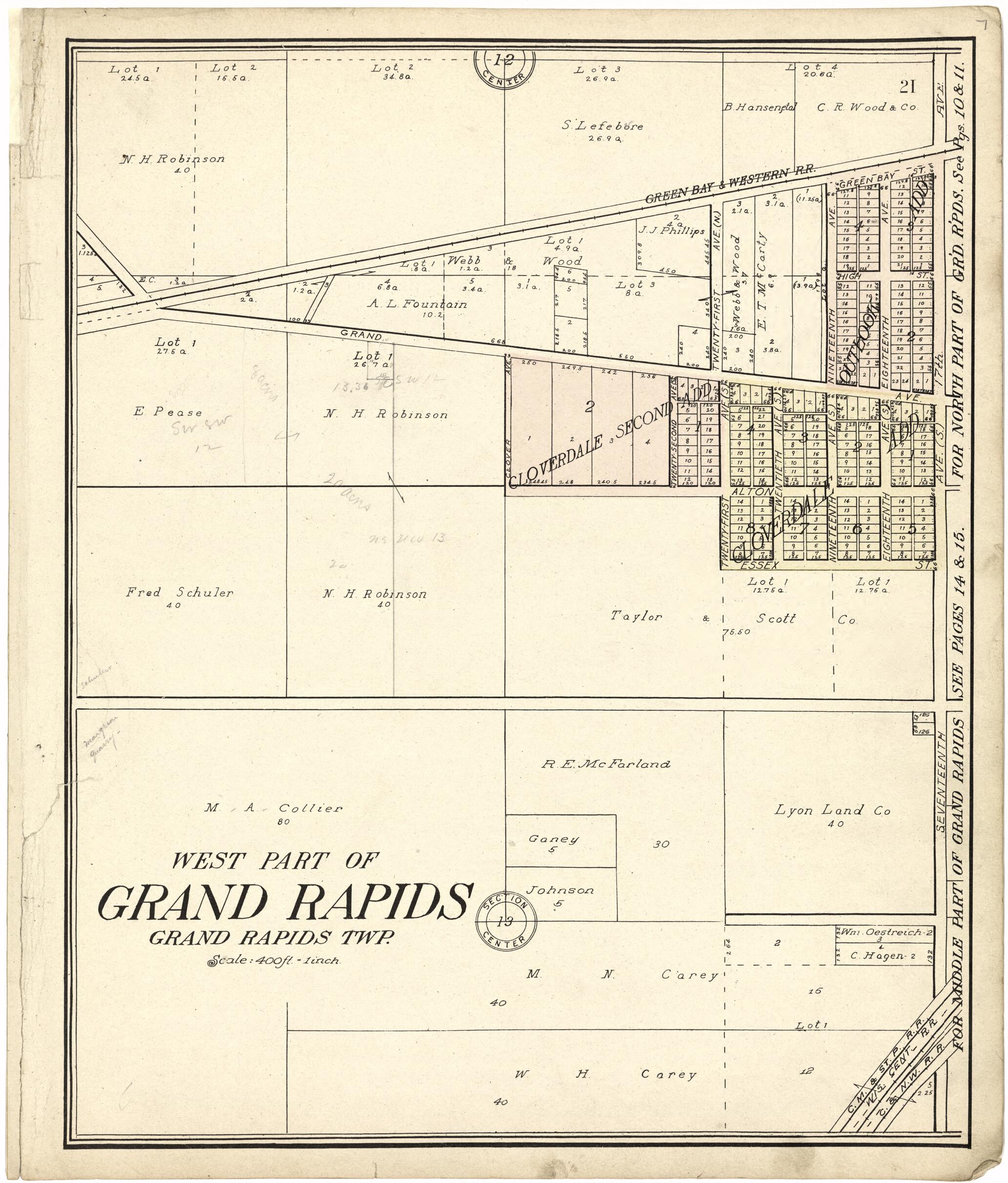 This old map of West Part of Grand Rapids from Standard Atlas of Wood County, Wisconsin from 1909 was created by Geo. A. Ogle & Co in 1909