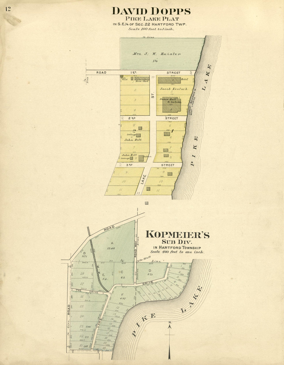 This old map of David Dopps, Pike Lake Plat; Kopmeir&