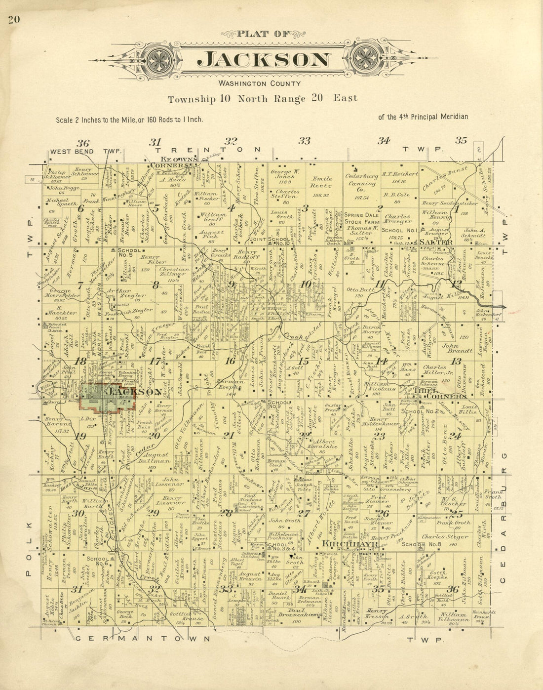 This old map of Plat of Jackson, Washington County from Plat Book of Washington and Ozaukee Counties, Wisconsin from 1915 was created by Albert Volk in 1915