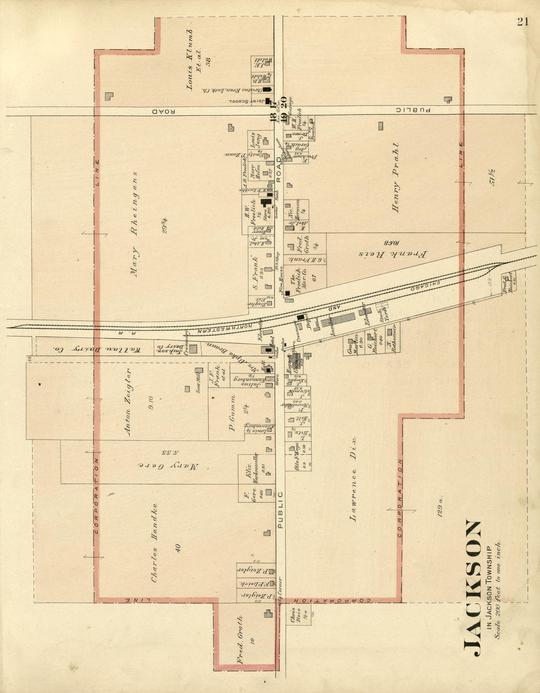 This old map of Jackson from Plat Book of Washington and Ozaukee Counties, Wisconsin from 1915 was created by Albert Volk in 1915