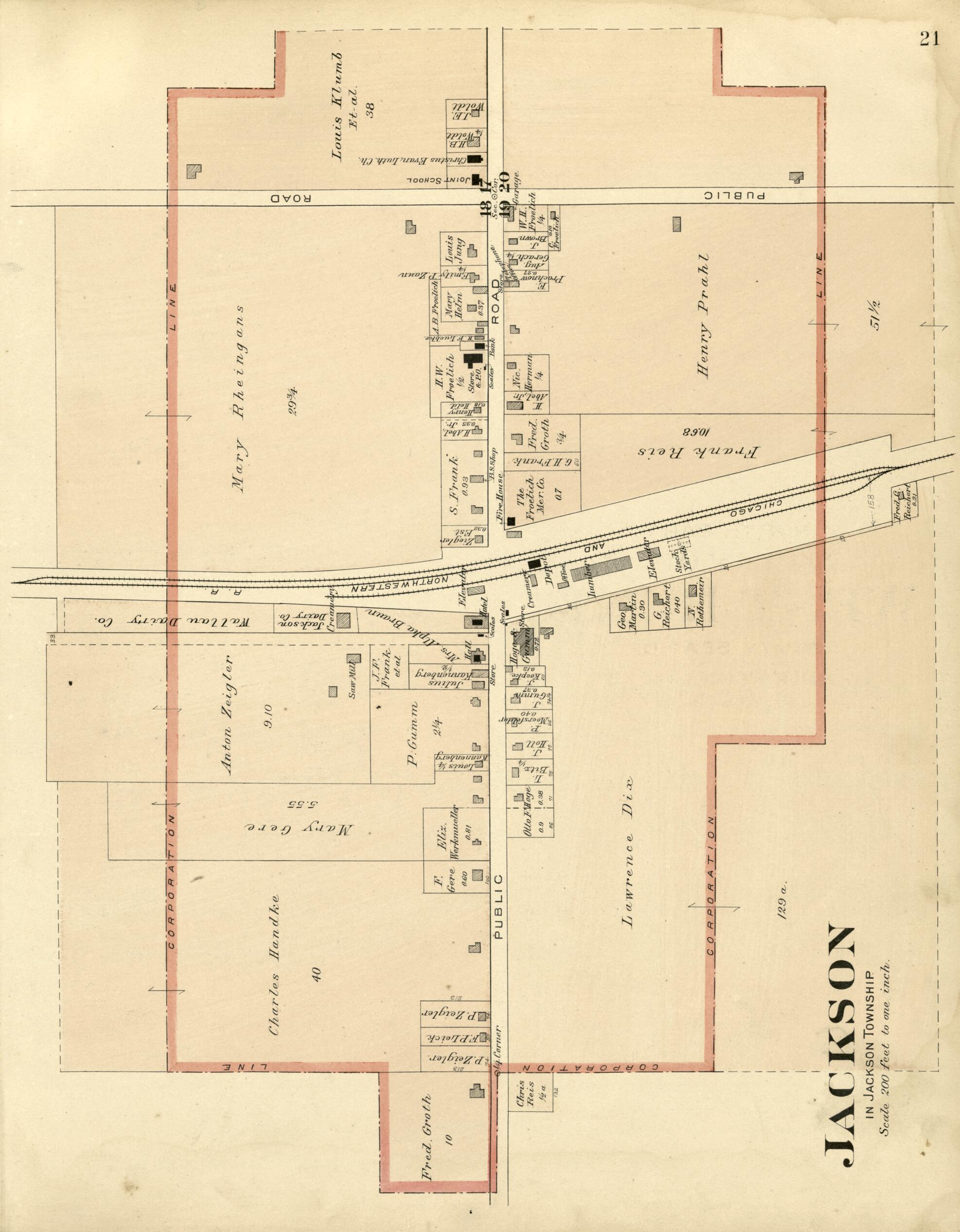 This old map of Jackson from Plat Book of Washington and Ozaukee Counties, Wisconsin from 1915 was created by Albert Volk in 1915