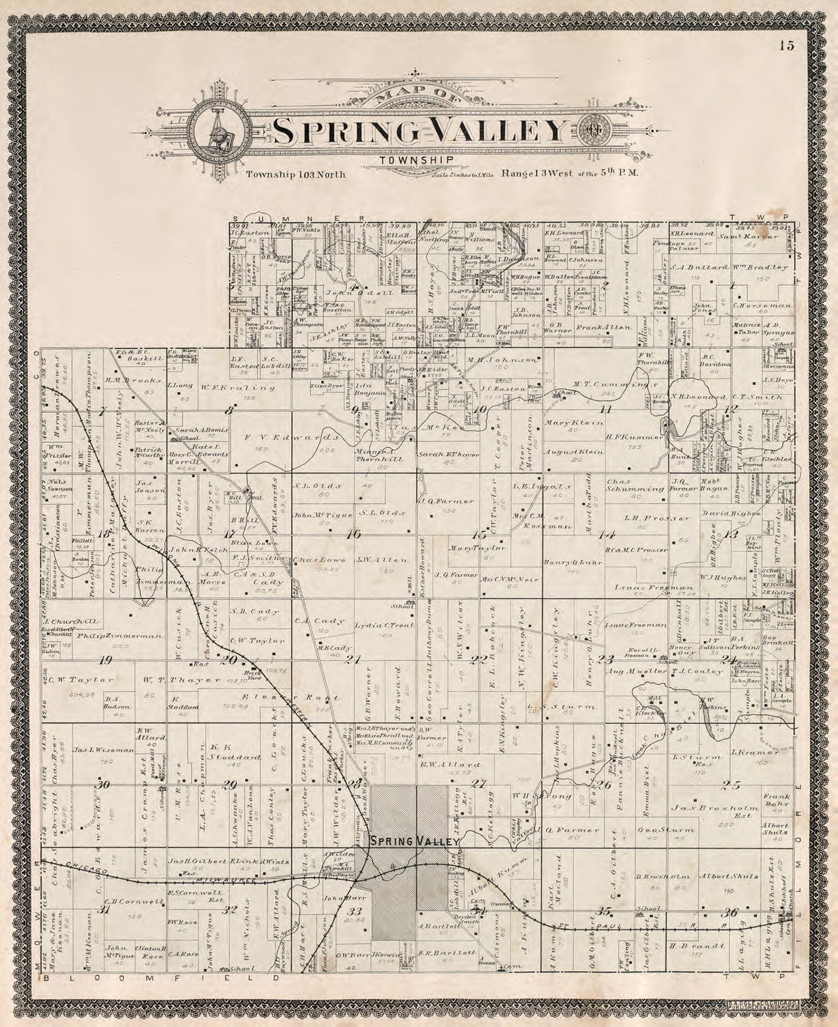 Spring Valley Township from Standard Atlas of Fillmore County, Minnesota 1896 by Relic Map Company