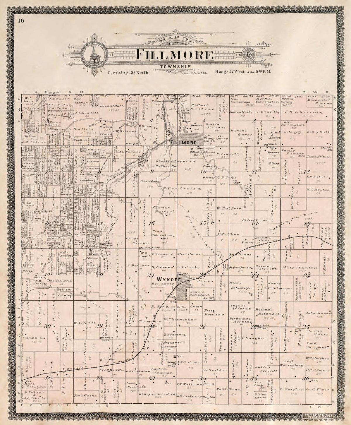 Fillmore Township from Standard Atlas of Fillmore County, Minnesota 1896 by Relic Map Company