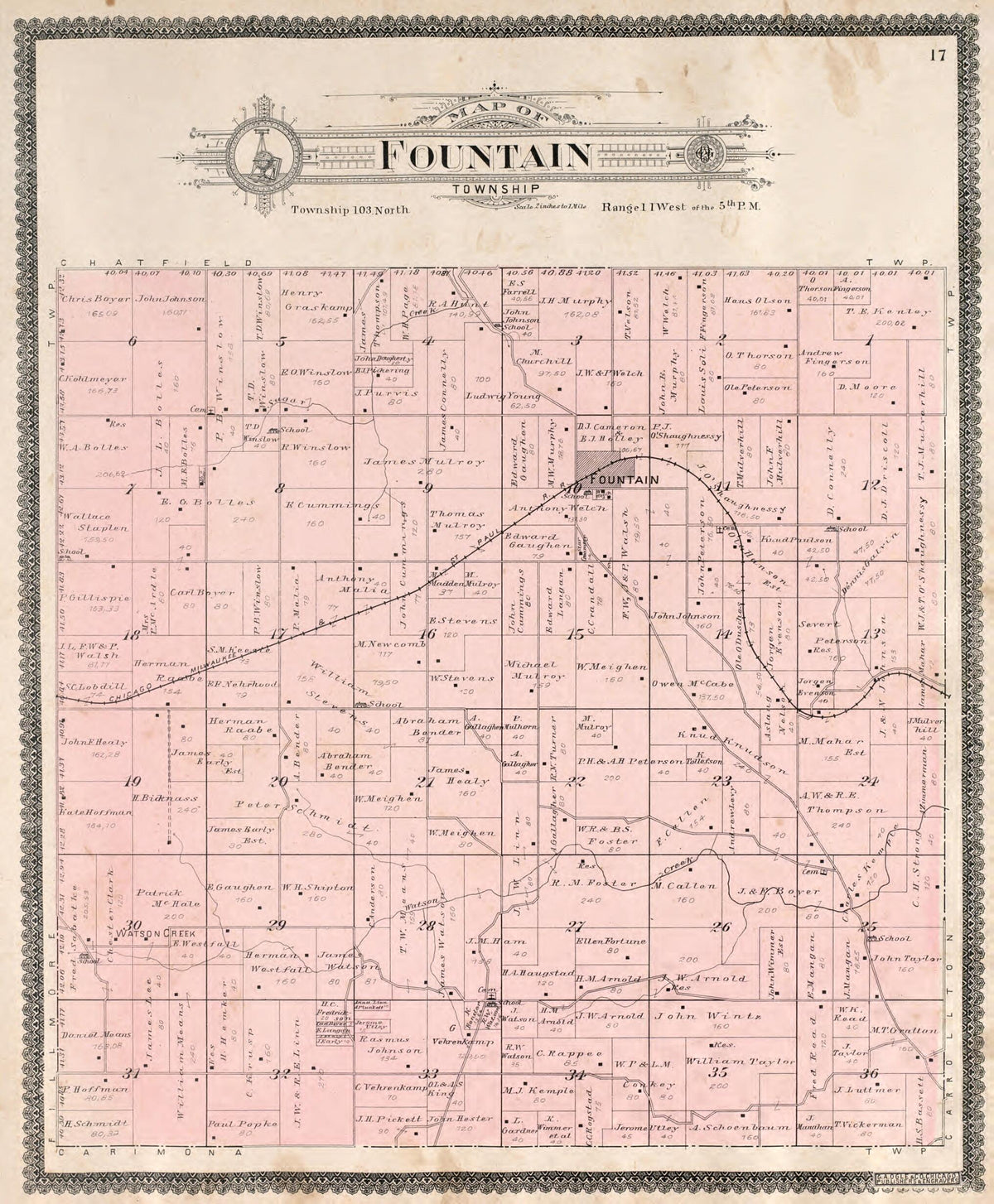 Fountain Township from Standard Atlas of Fillmore County, Minnesota 1896 by Relic Map Company