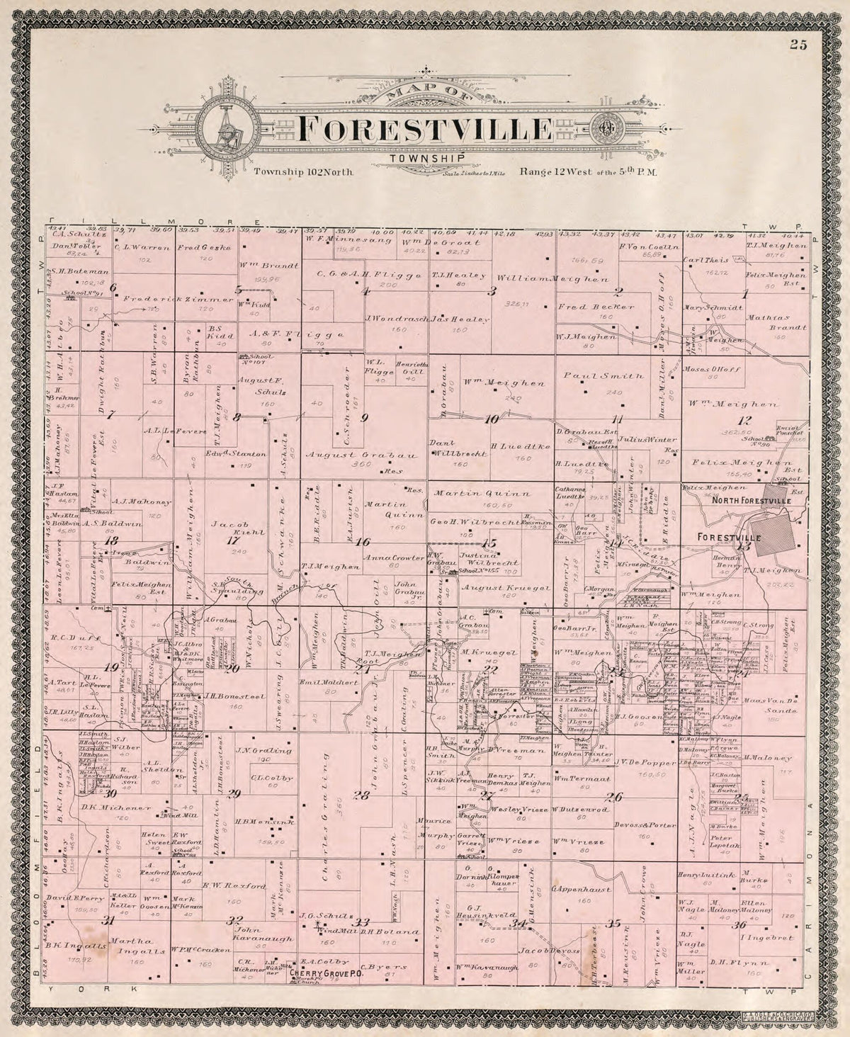 Forestville Township from Standard Atlas of Fillmore County, Minnesota 1896 by Relic Map Company