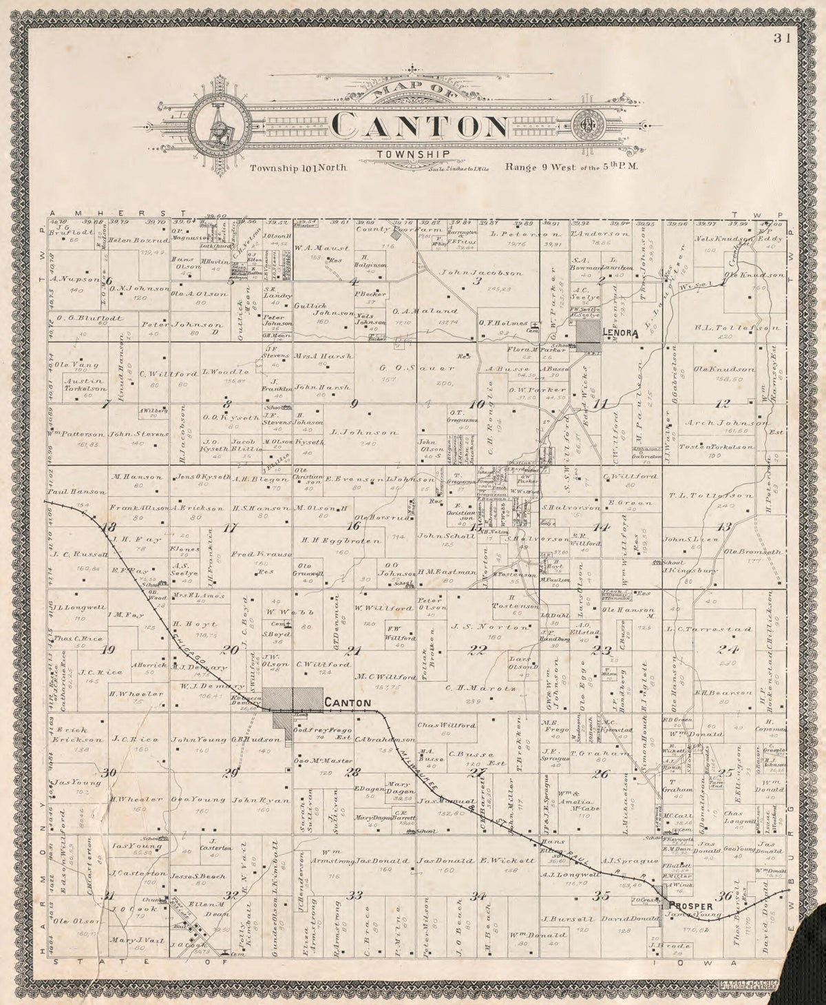 Canton Township from Standard Atlas of Fillmore County, Minnesota 1896 by Relic Map Company