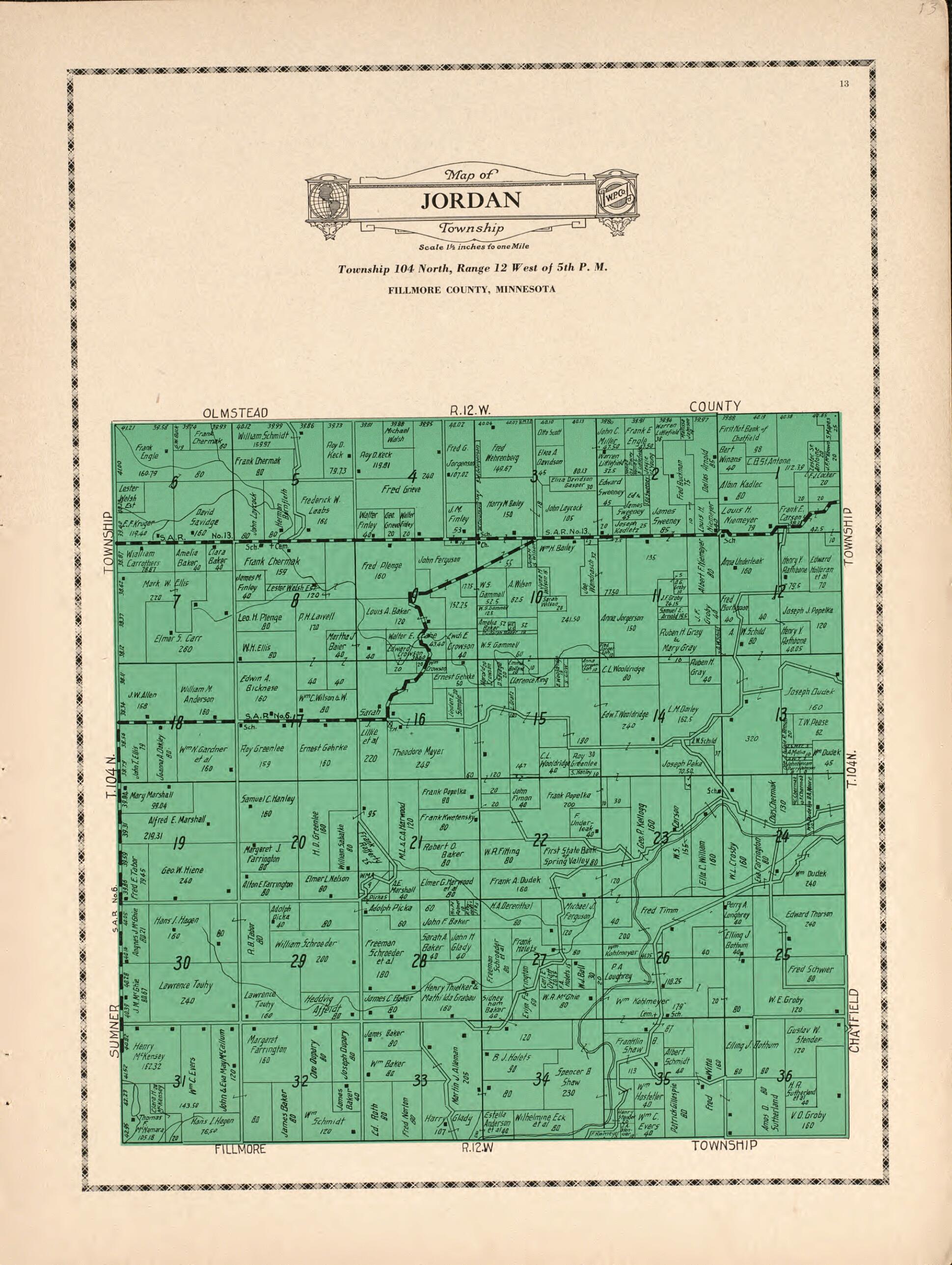 This old map of Jordan Township from Atlas and Farmers&