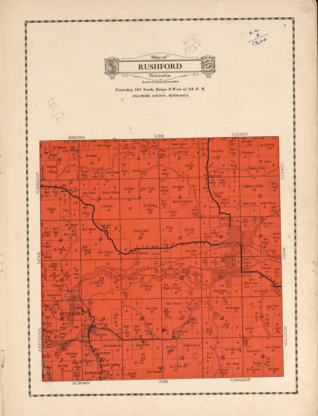 This old map of Rushford Township from Atlas and Farmers&