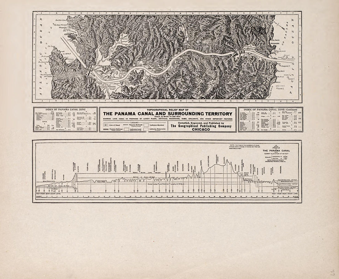 This old map of Panama Canal and Surrounding Territory from Atlas of Allamakee County, Iowa from 1917 was created by Anderson Publishing Company in 1917