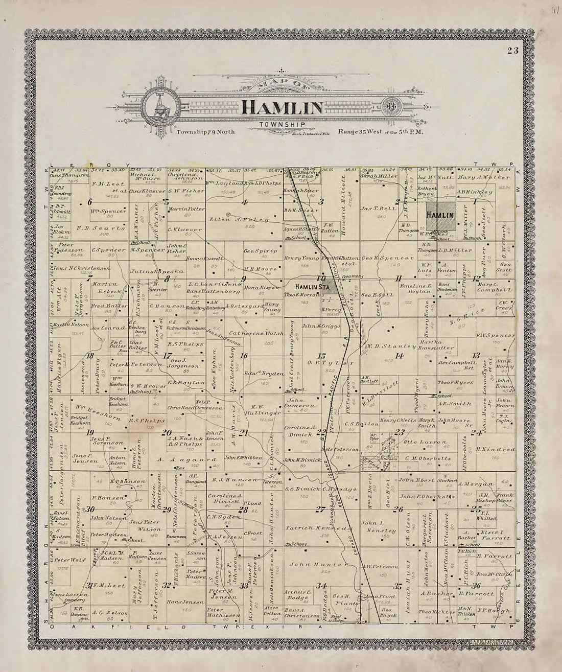This old map of Hamlin Township from Standard Atlas of Audubon County, Iowa from 1900 was created by Geo. A. Ogle & Co in 1900