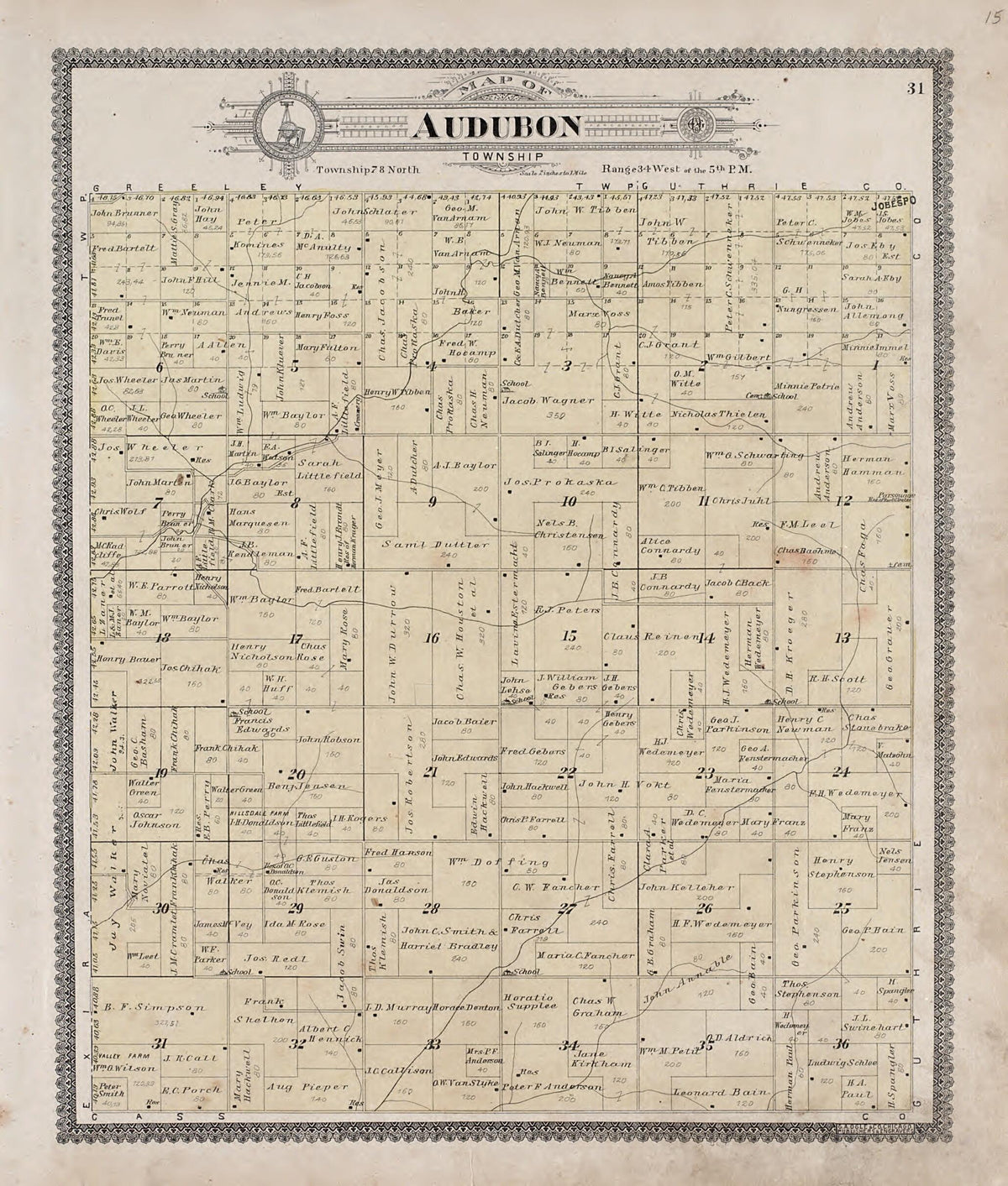 Audubon Township from Standard Atlas of Audubon County, Iowa 1900 by Relic Map Company