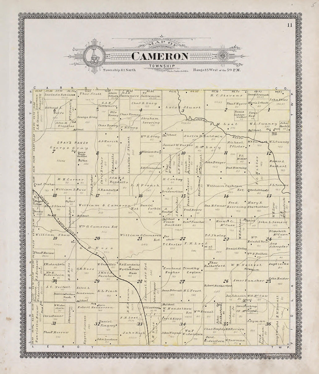 This old map of Cameron Township from Standard Atlas of Audubon County, Iowa from 1900 was created by Geo. A. Ogle & Co in 1900