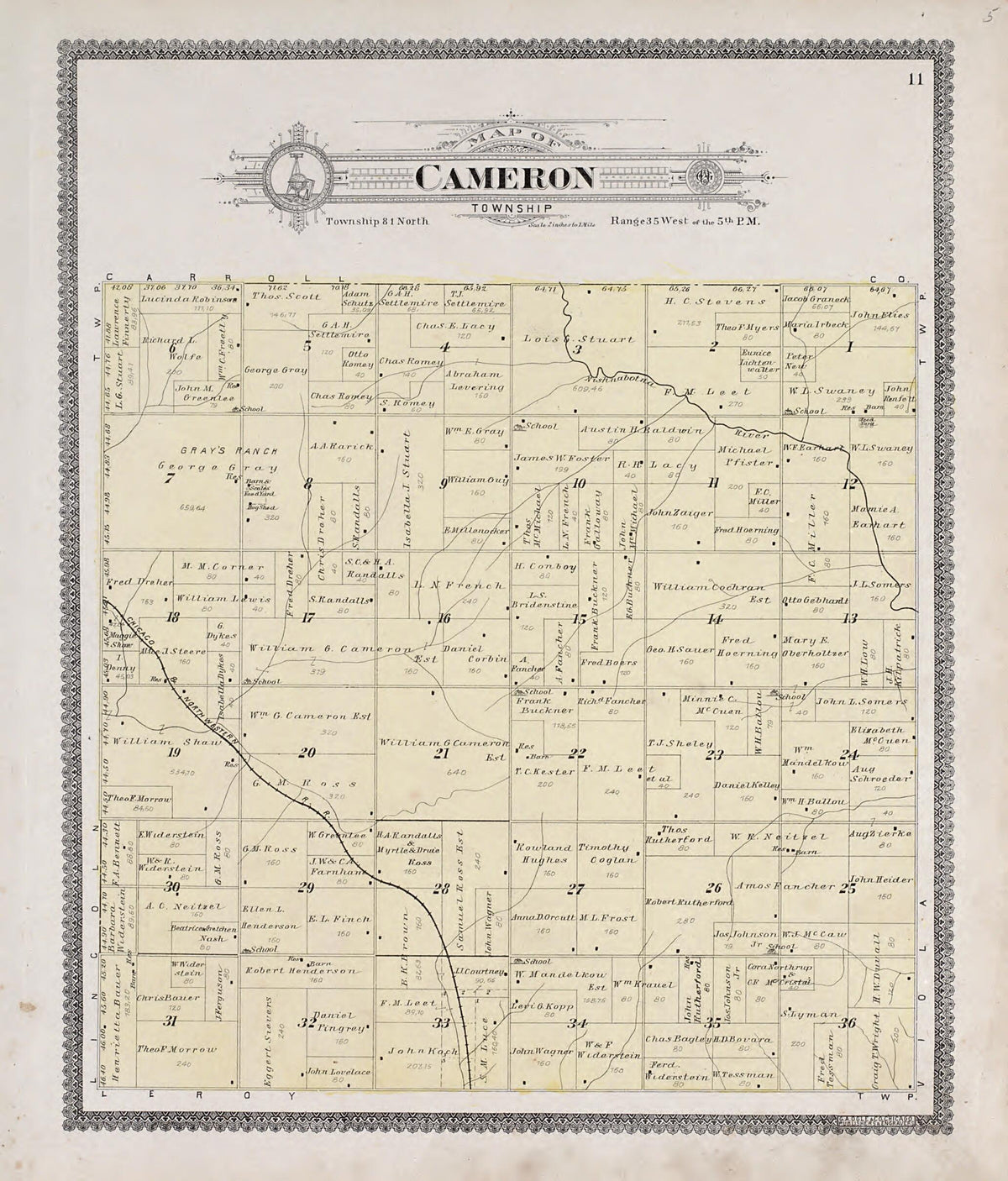 Cameron Township from Standard Atlas of Audubon County, Iowa 1900 by Relic Map Company