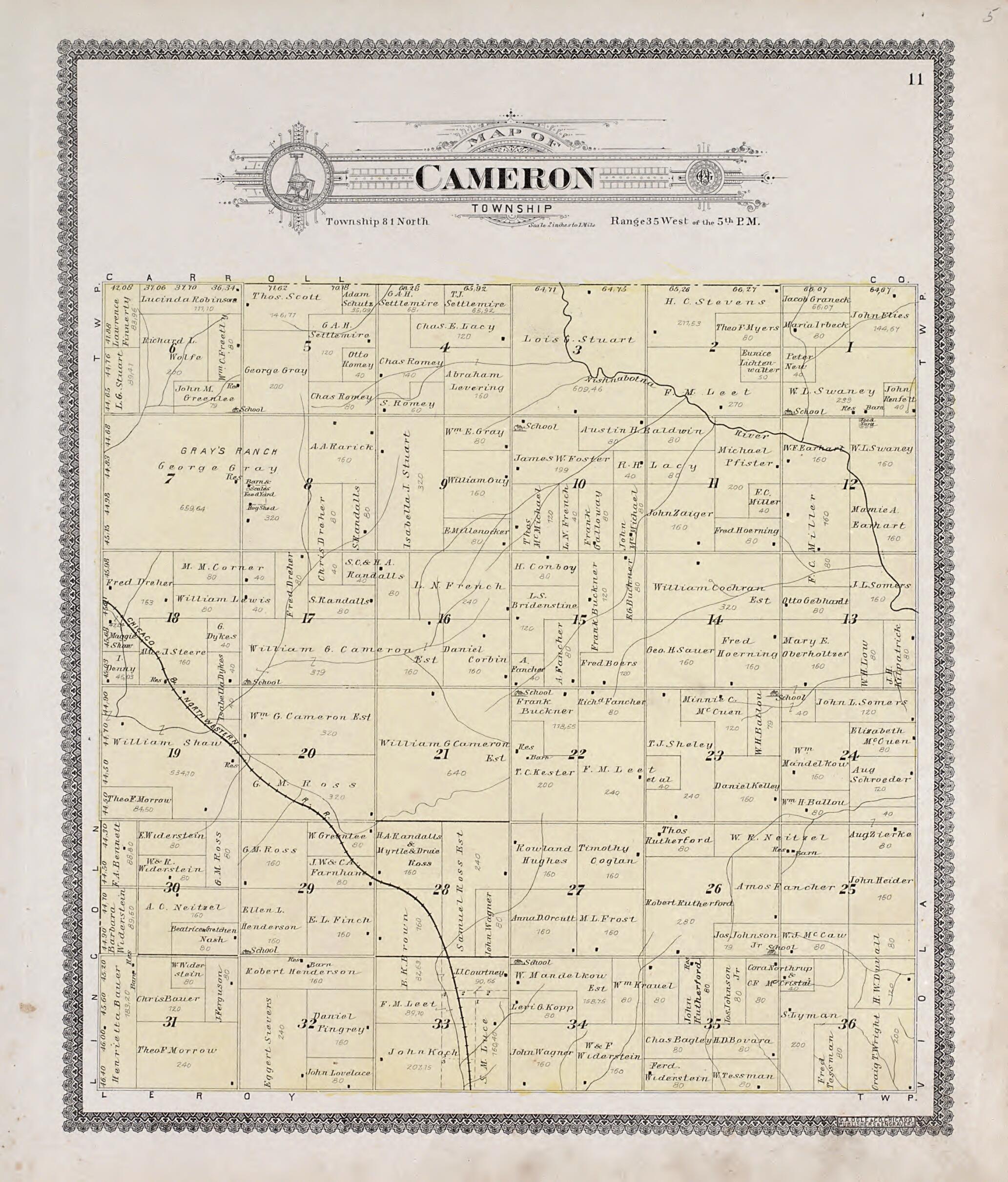 This old map of Cameron Township from Standard Atlas of Audubon County, Iowa from 1900 was created by Geo. A. Ogle & Co in 1900