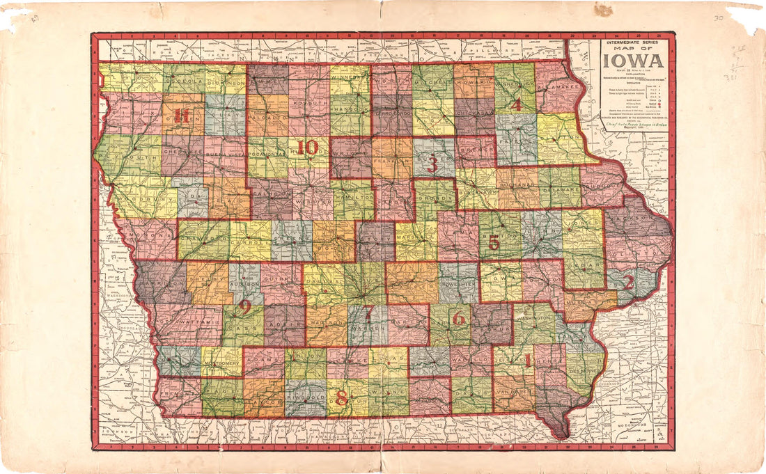 This old map of Map of Iowa from Atlas of Audubon County, Iowa from 1921 was created by Anderson Publishing Company in 1921