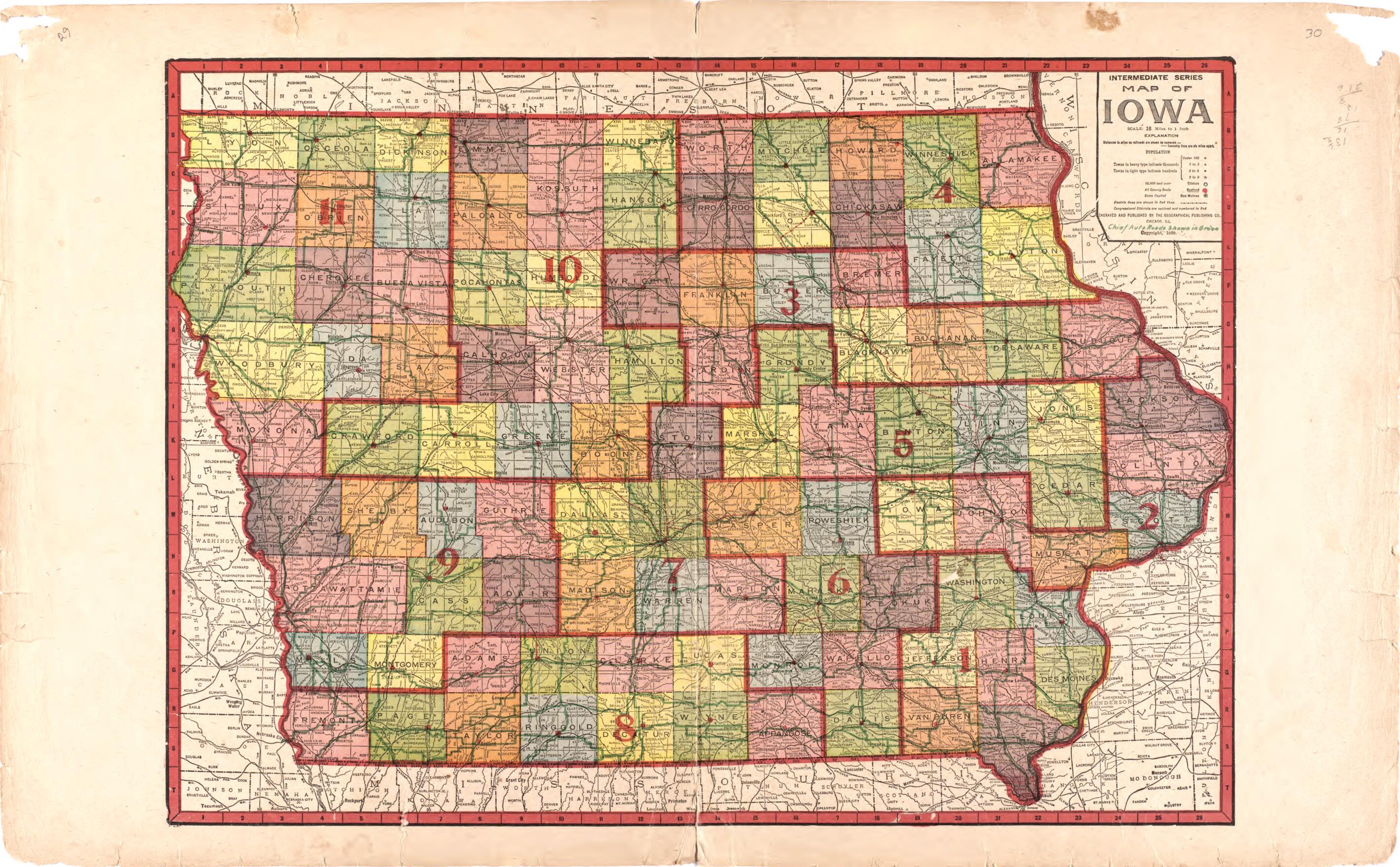 This old map of Map of Iowa from Atlas of Audubon County, Iowa from 1921 was created by Anderson Publishing Company in 1921