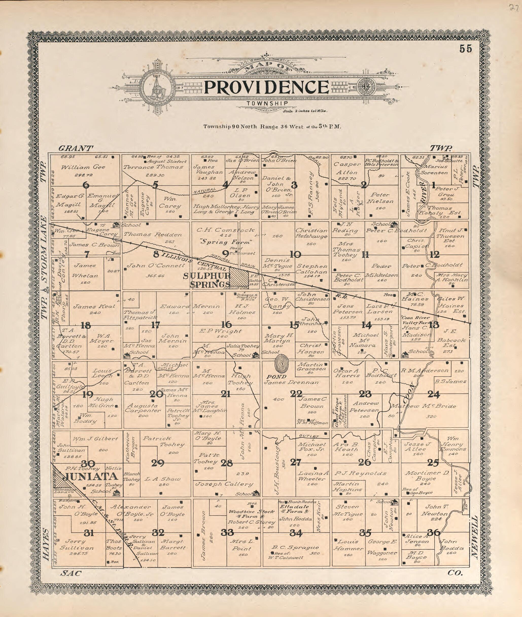 This old map of Providence from Standard Atlas of Buena Vista County, Iowa from 1908 was created by Geo. A. Ogle & Co in 1908