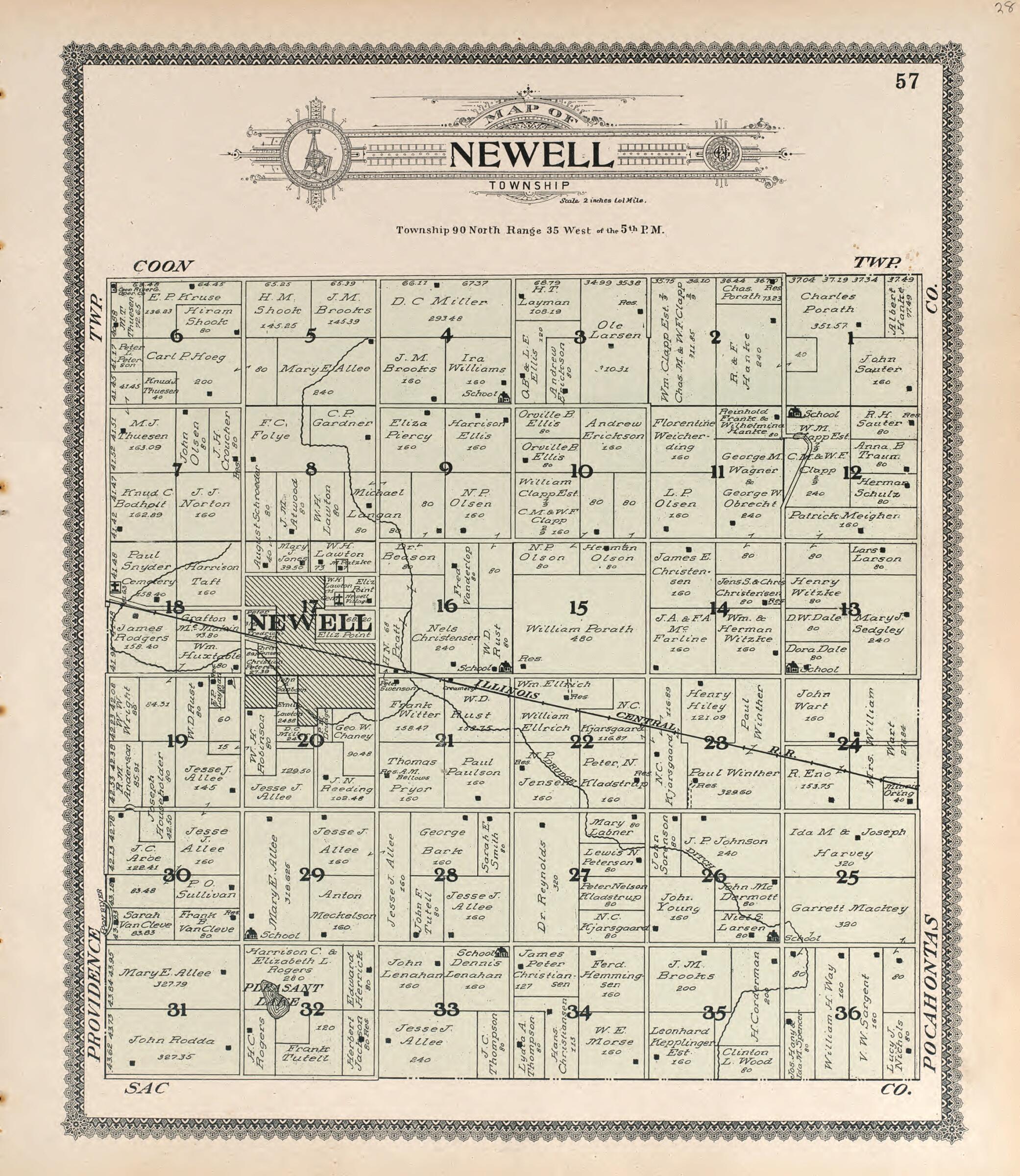 Newell from Standard Atlas of Buena Vista County, Iowa 1908 by Relic Map Company