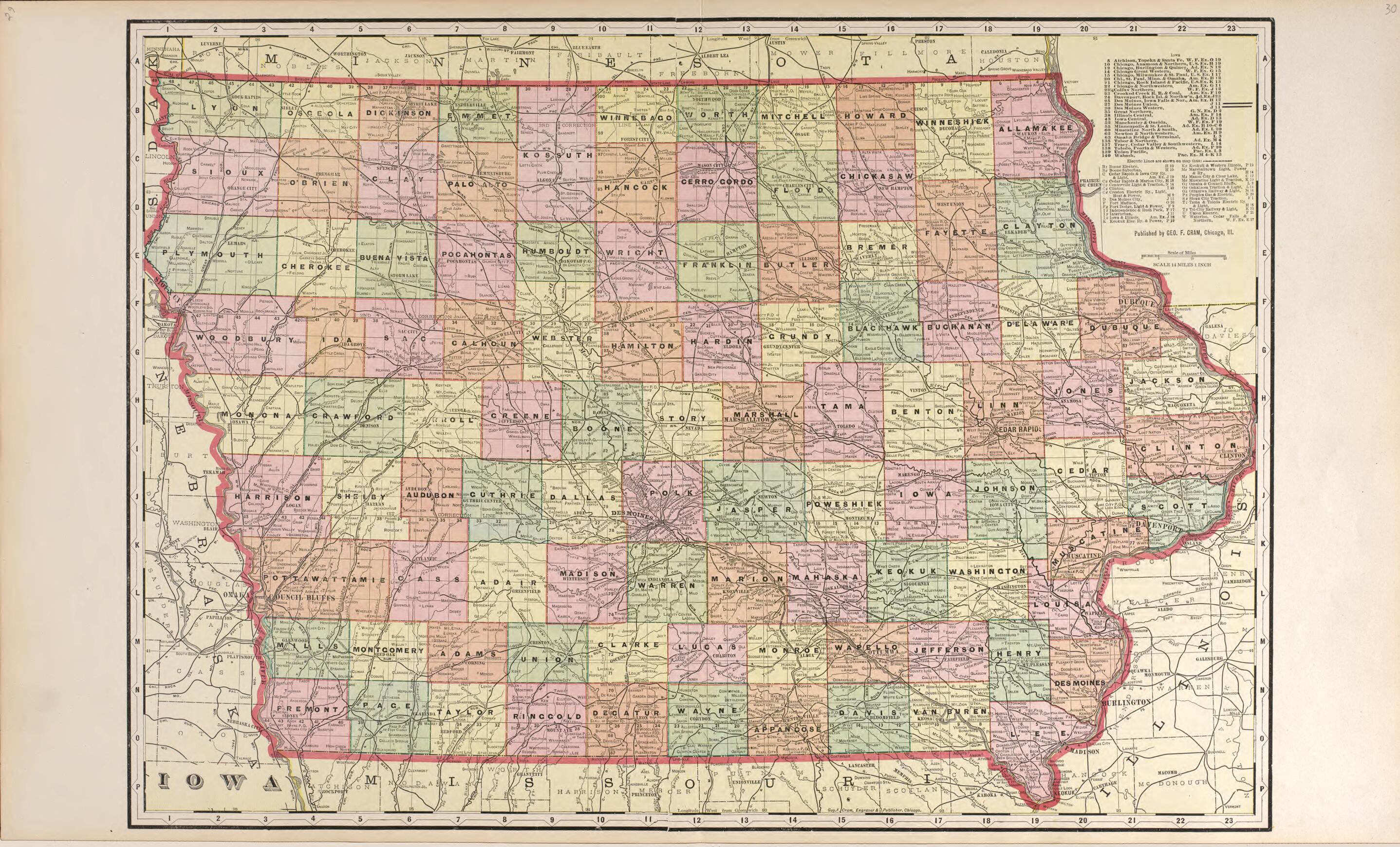 This old map of Iowa Counties from Standard Atlas of Buena Vista County, Iowa from 1908 was created by Geo. A. Ogle & Co in 1908