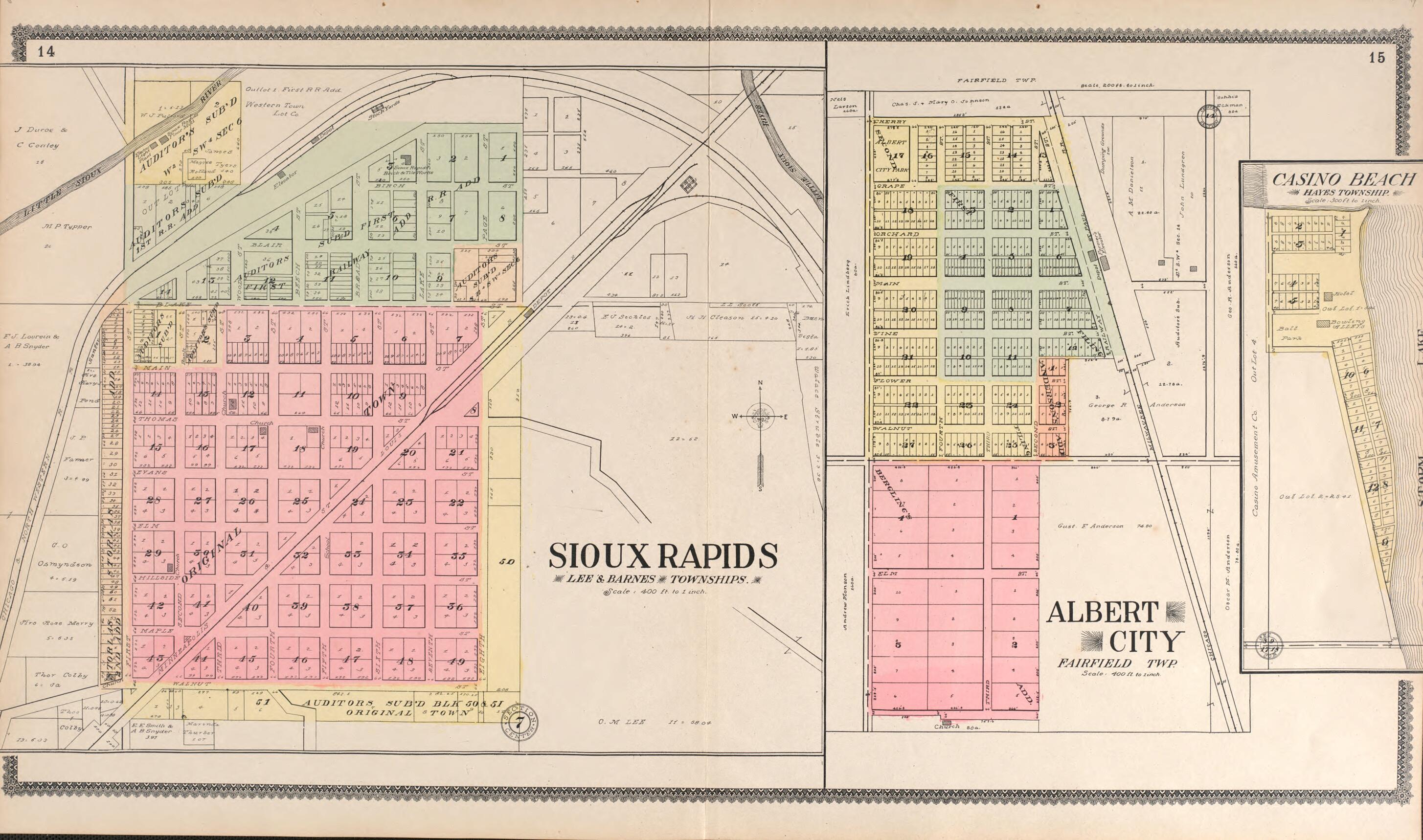This old map of Sioux Rapids from Standard Atlas of Buena Vista County, Iowa from 1908 was created by Geo. A. Ogle & Co in 1908