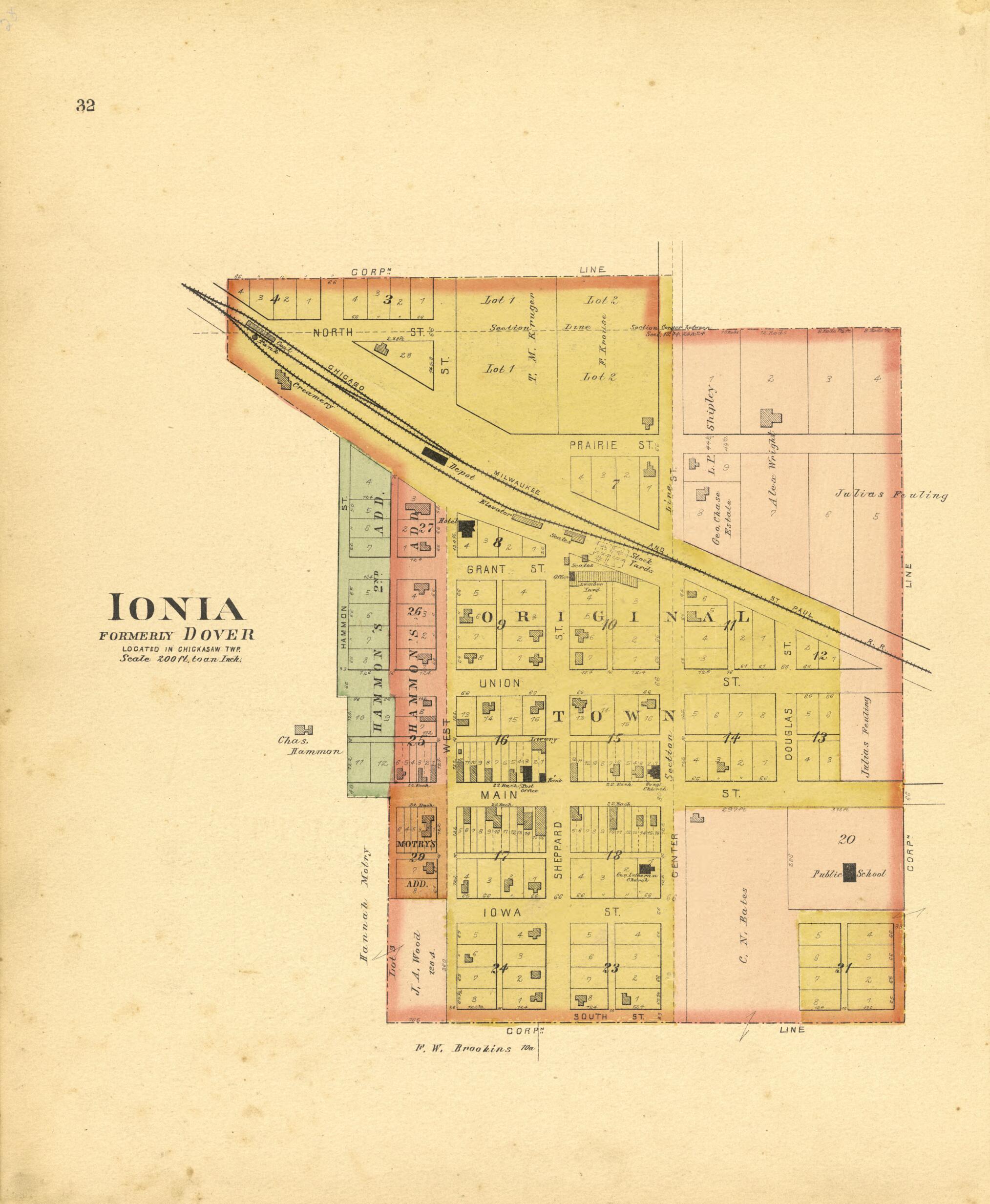 This old map of Ionla Formerly Dover Located In Chickasaw TWP. from Plat Book of Chickasaw County, Iowa from 1892 was created by North West Publishing Co in 1892