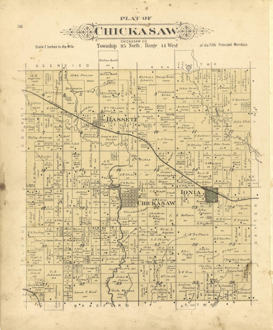 This old map of Plat of Chickasaw from Plat Book of Chickasaw County, Iowa from 1892 was created by North West Publishing Co in 1892