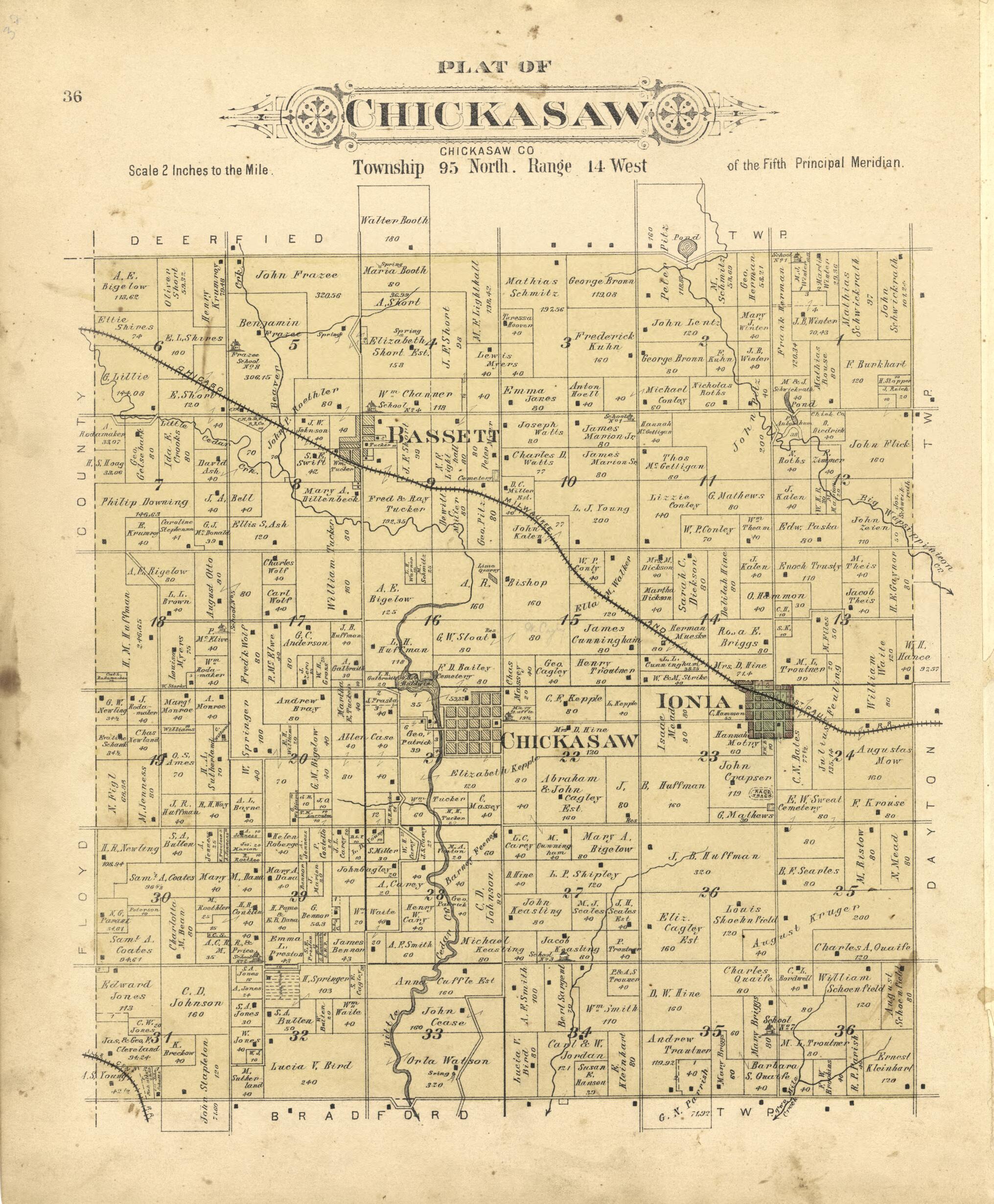 This old map of Plat of Chickasaw from Plat Book of Chickasaw County, Iowa from 1892 was created by North West Publishing Co in 1892