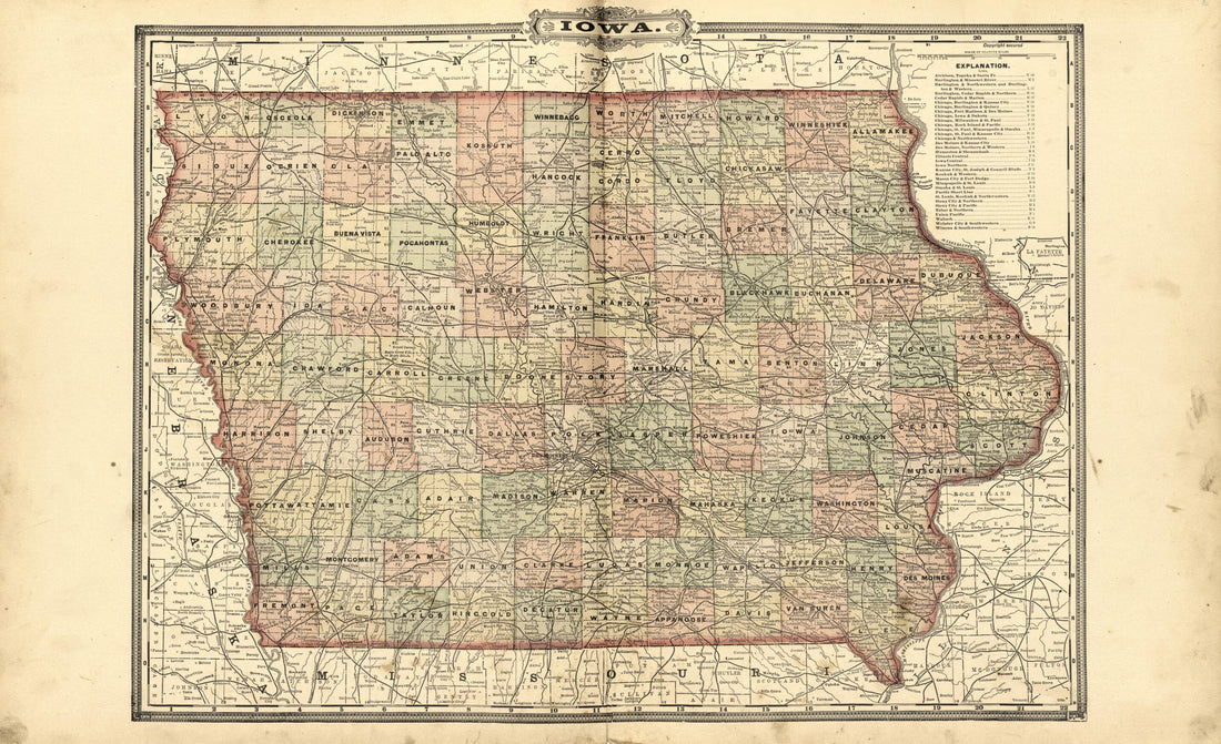 This old map of Map of Iowa from Plat Book of Chickasaw County, Iowa from 1892 was created by North West Publishing Co in 1892