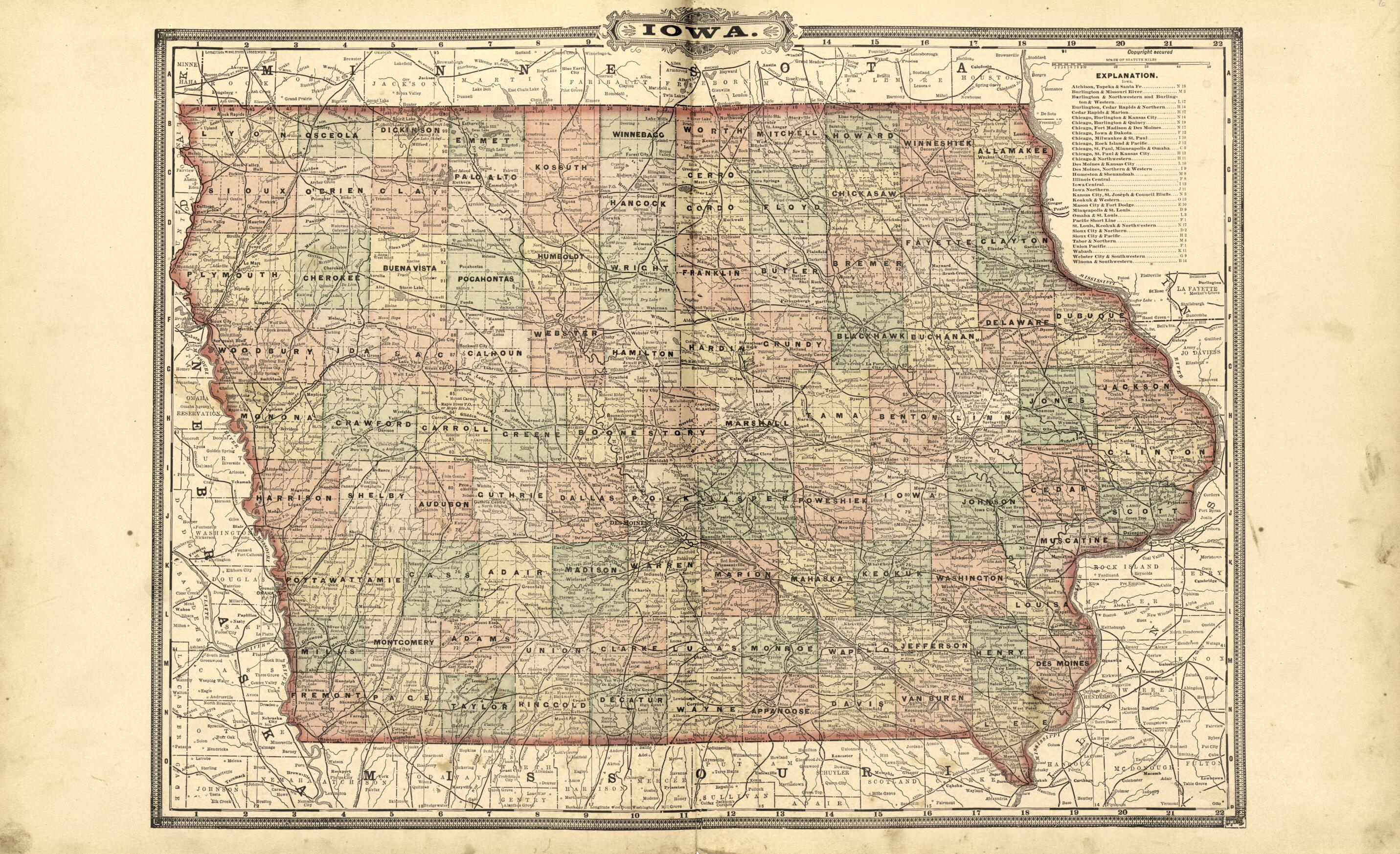 This old map of Map of Iowa from Plat Book of Chickasaw County, Iowa from 1892 was created by North West Publishing Co in 1892