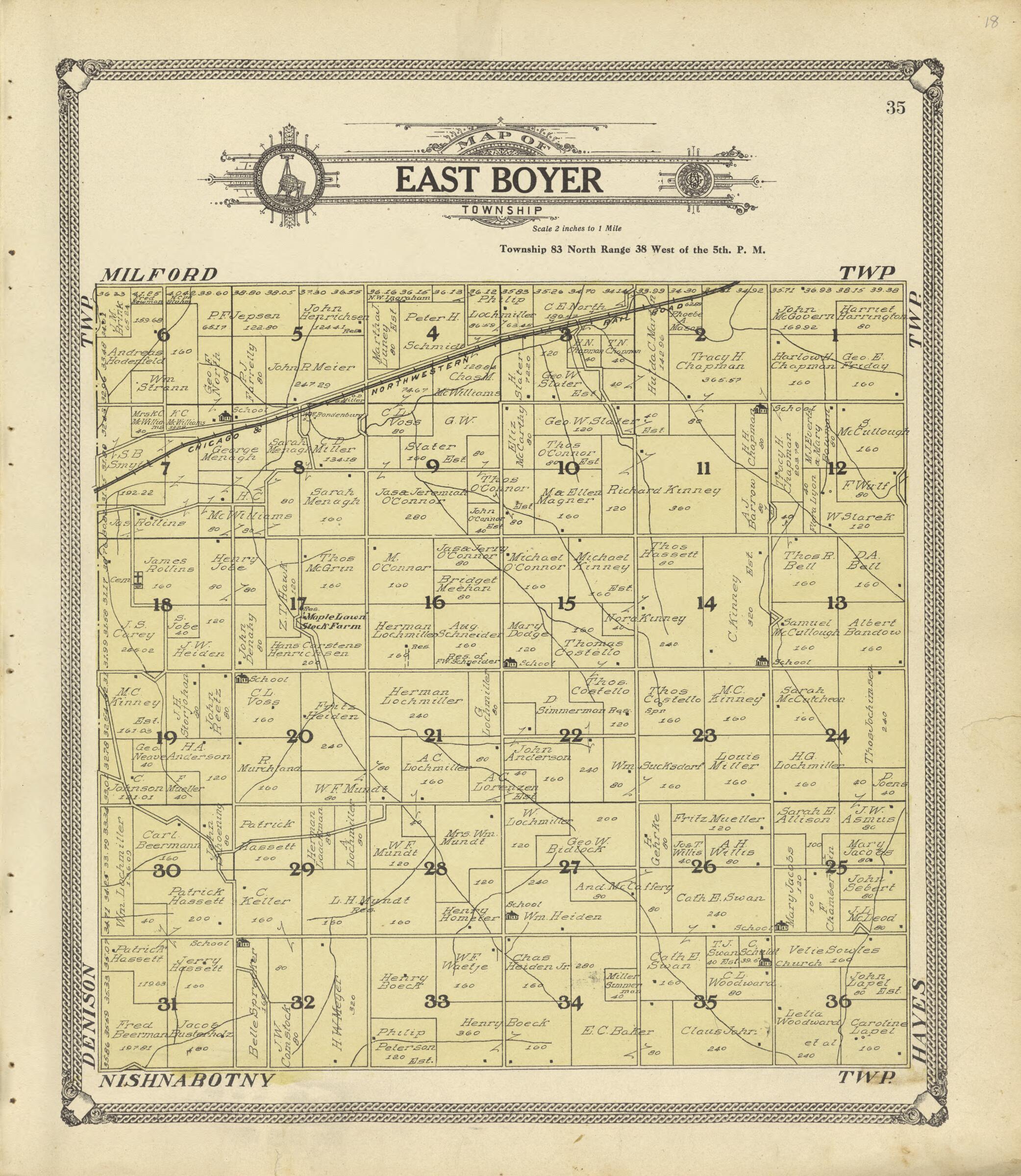 This old map of Map of East Boyer Township from Standard Atlas of Crawford County, Iowa from 1908 was created by Geo. A. Ogle & Co in 1908