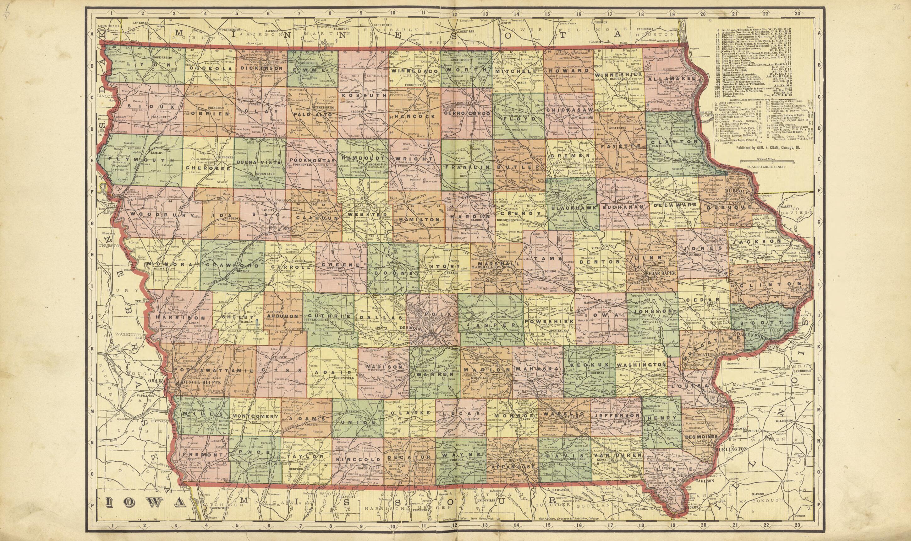 This old map of Iowa from Standard Atlas of Crawford County, Iowa from 1908 was created by Geo. A. Ogle & Co in 1908