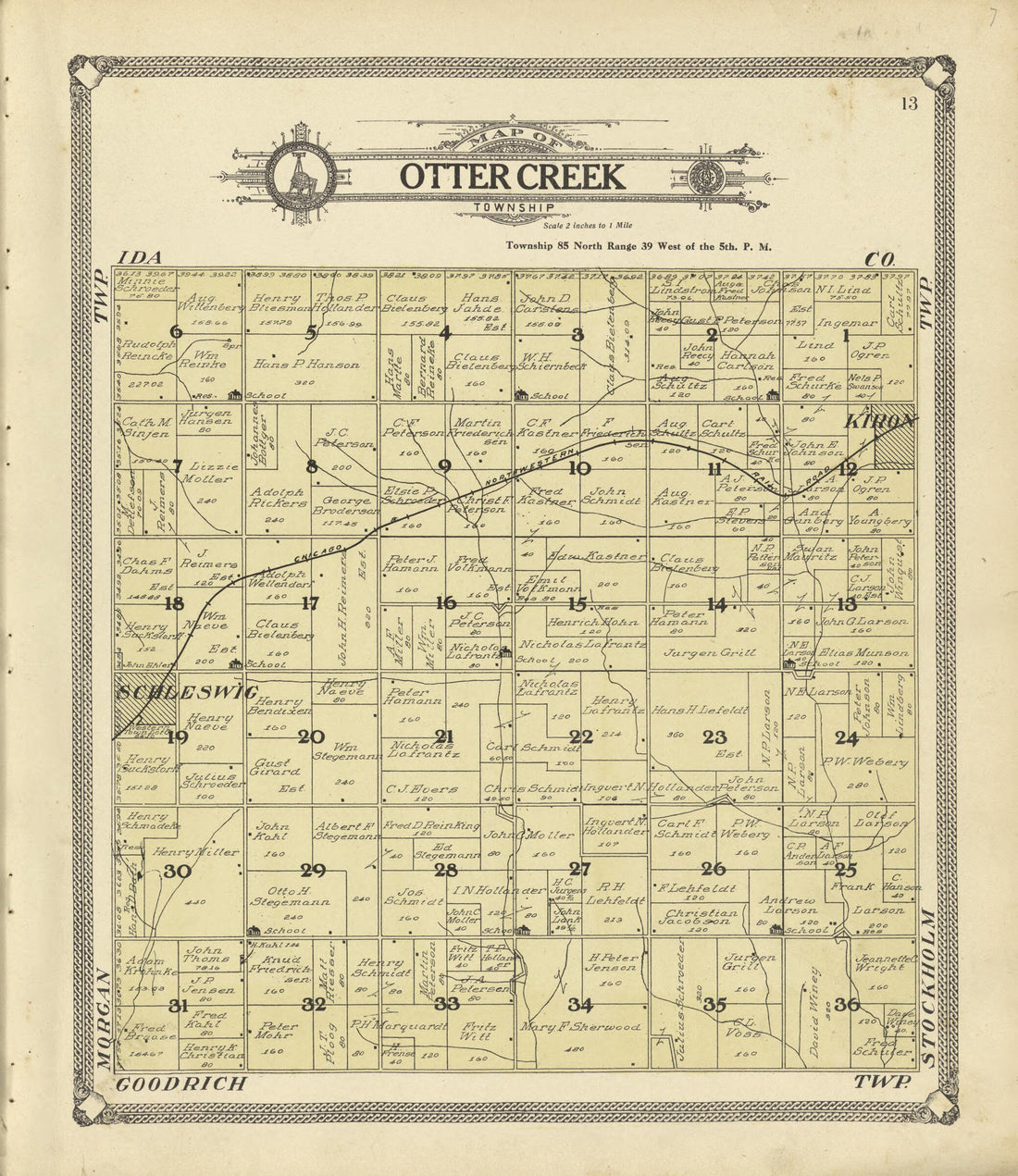 This old map of Map of Otter Creek Township from Standard Atlas of Crawford County, Iowa from 1908 was created by Geo. A. Ogle & Co in 1908