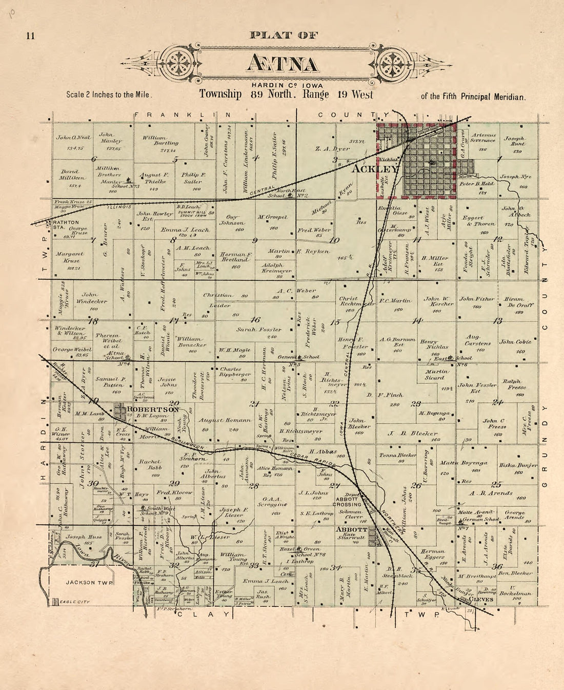 This old map of Map of Aetna from Plat Book of Hardin County, Iowa from 1892 was created by North West Publishing Co in 1892