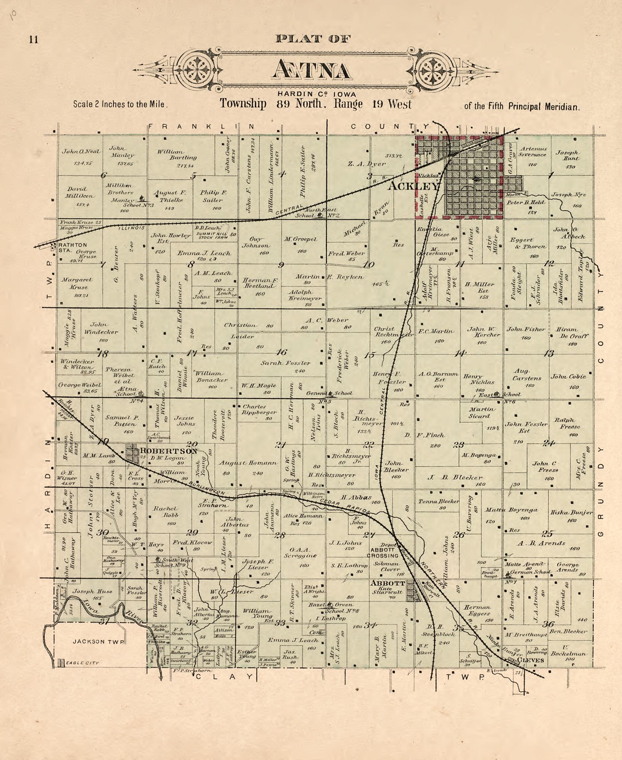 This old map of Map of Aetna from Plat Book of Hardin County, Iowa from 1892 was created by North West Publishing Co in 1892