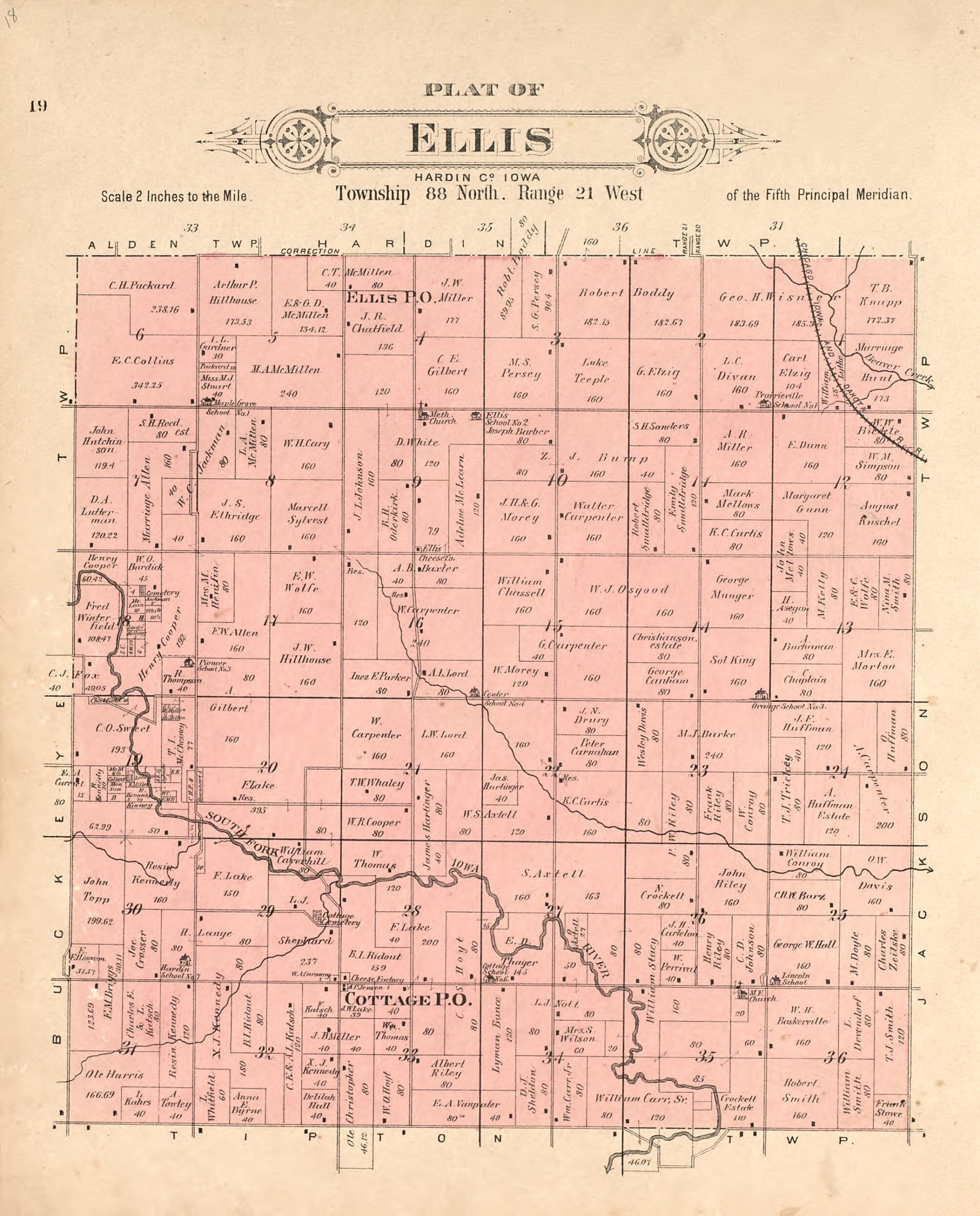 This old map of Plat of Ellis from Plat Book of Hardin County, Iowa from 1892 was created by North West Publishing Co in 1892