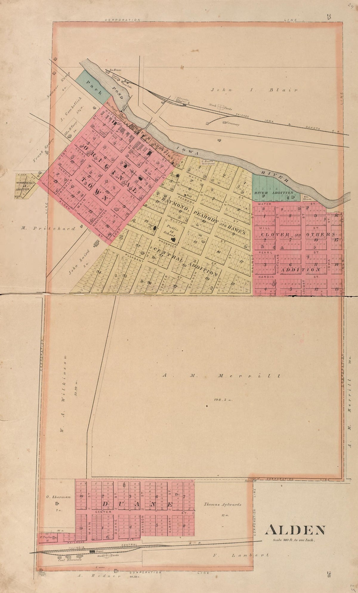 Alden from Plat Book of Hardin County, Iowa 1892 by Relic Map Company