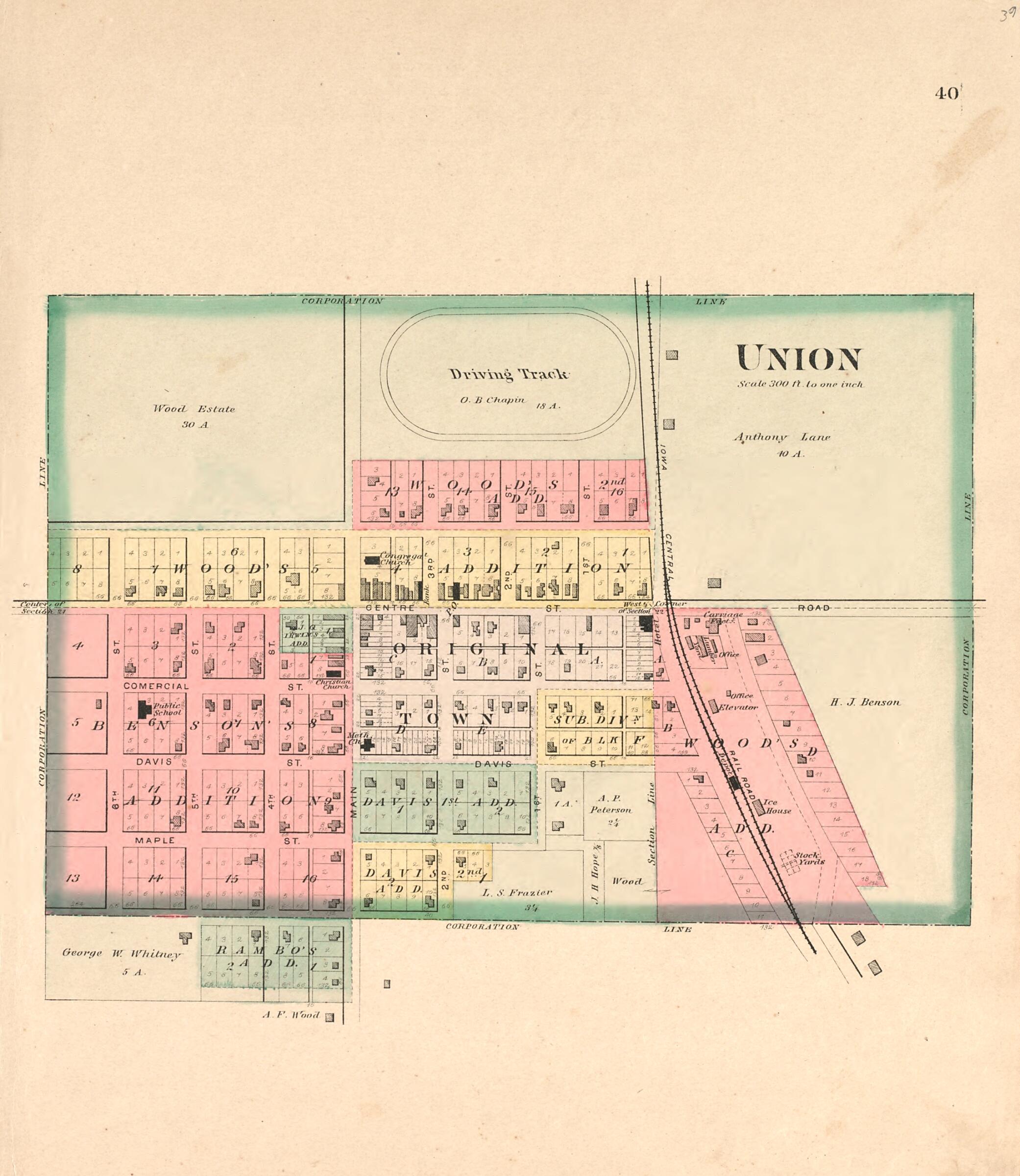 This old map of Union from Plat Book of Hardin County, Iowa from 1892 was created by North West Publishing Co in 1892