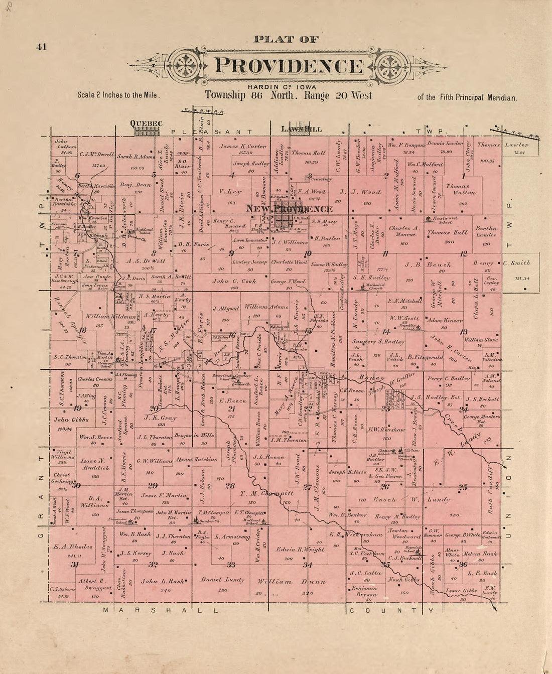 This old map of Plat of Providence from Plat Book of Hardin County, Iowa from 1892 was created by North West Publishing Co in 1892