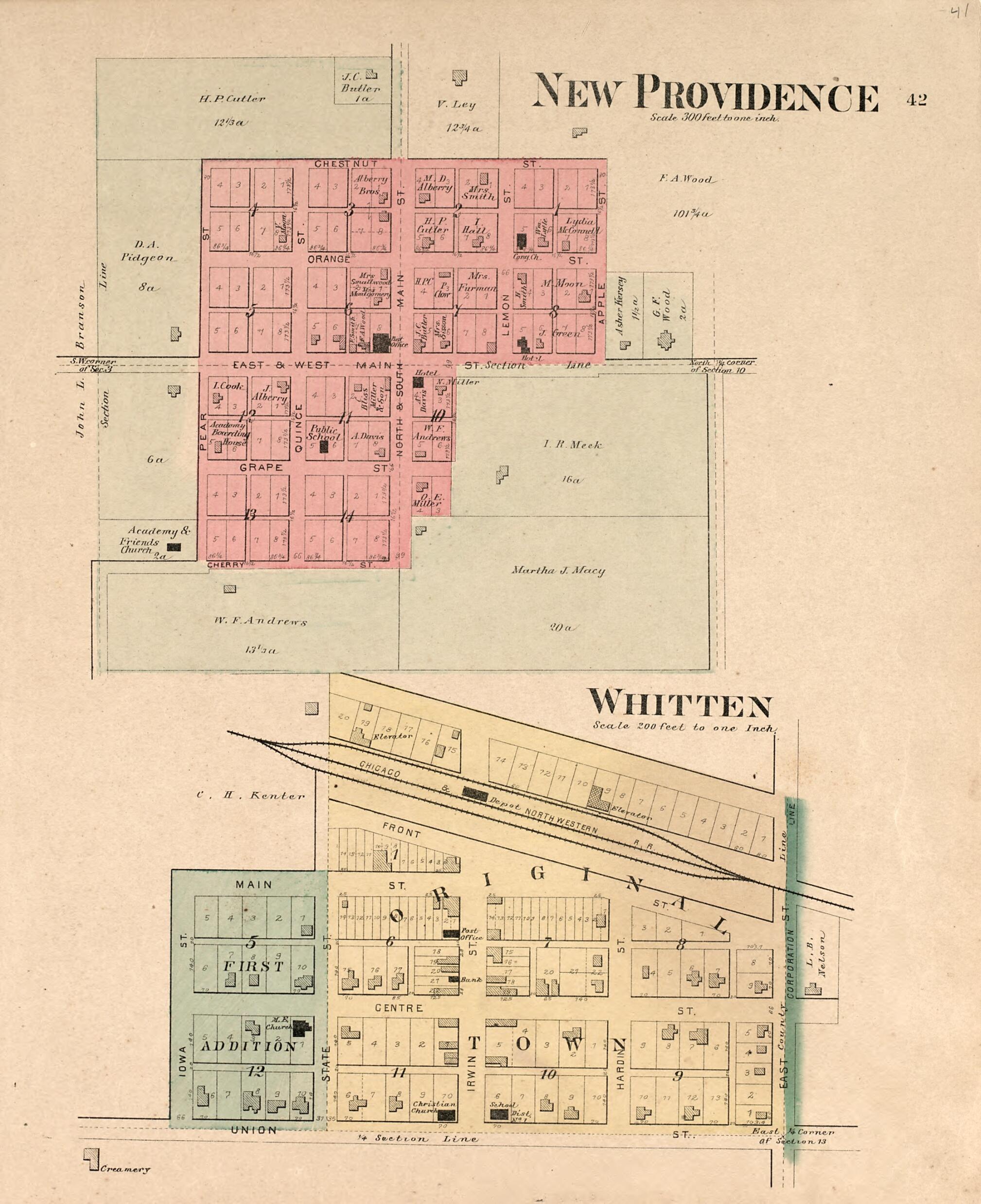 This old map of New Providence; Whitten from Plat Book of Hardin County, Iowa from 1892 was created by North West Publishing Co in 1892