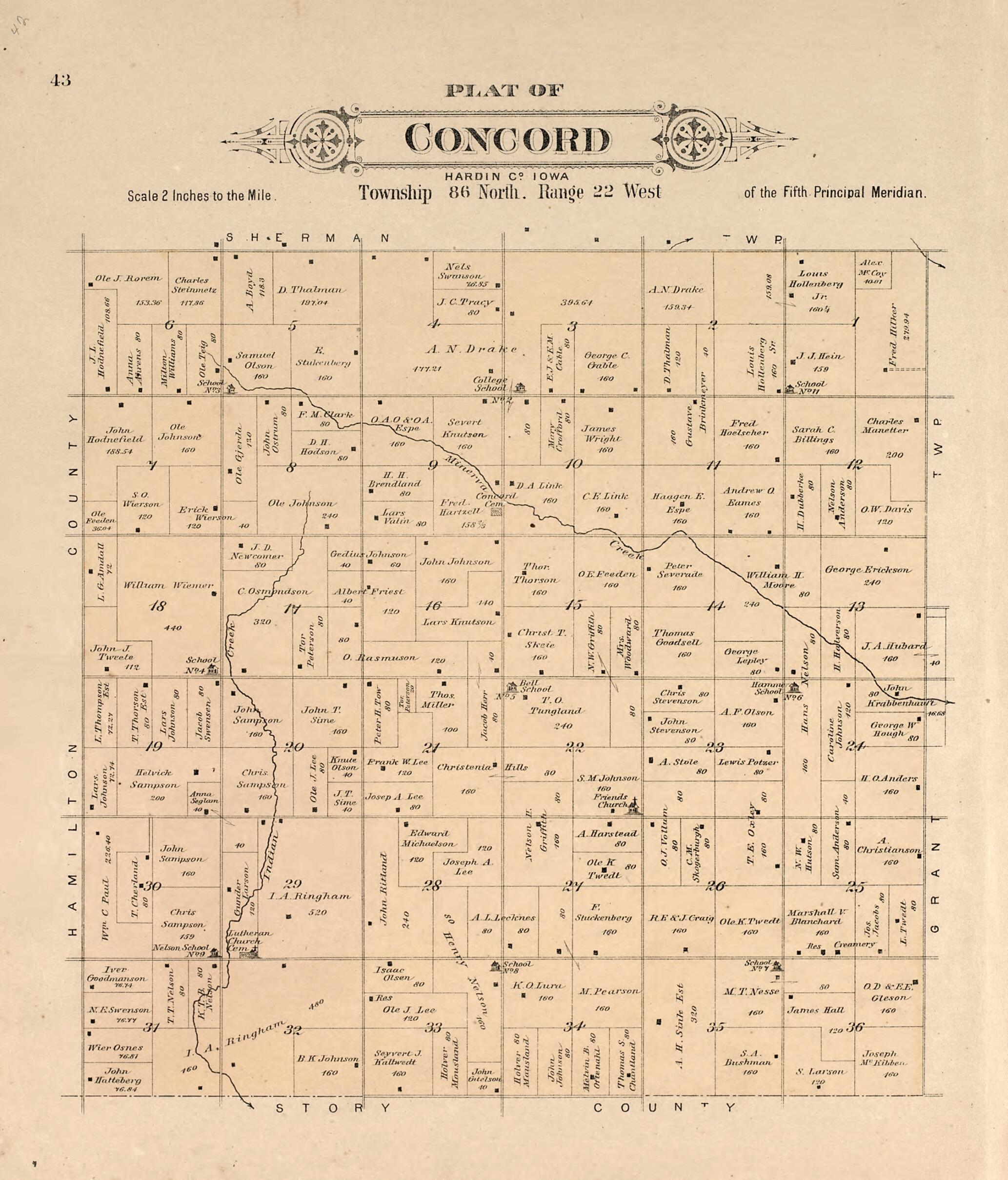 This old map of Plat of Concord from Plat Book of Hardin County, Iowa from 1892 was created by North West Publishing Co in 1892
