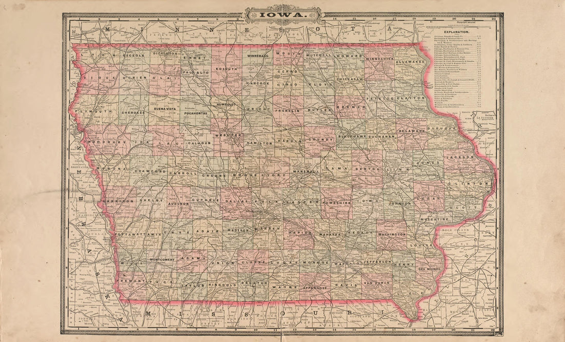 This old map of Iowa from Plat Book of Hardin County, Iowa from 1892 was created by North West Publishing Co in 1892