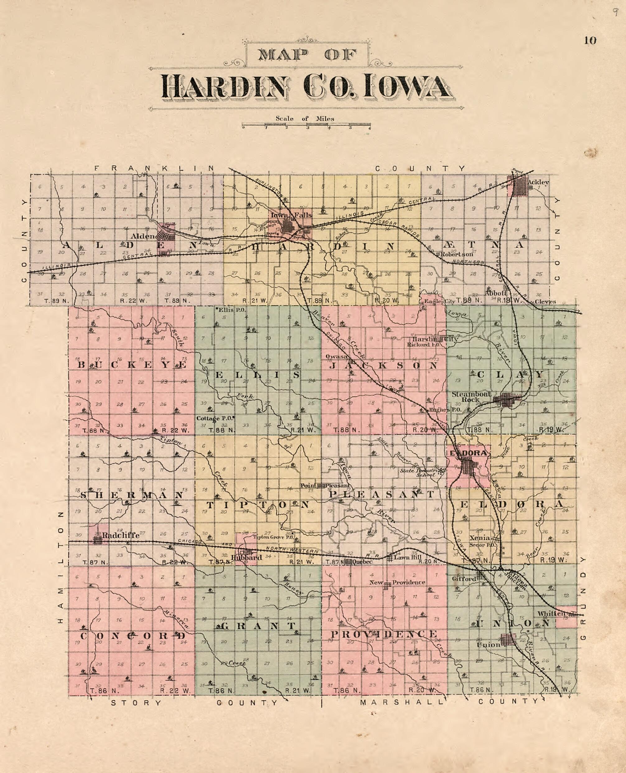 This old map of Map of Harden Co., Iowa from Plat Book of Hardin County, Iowa from 1892 was created by North West Publishing Co in 1892