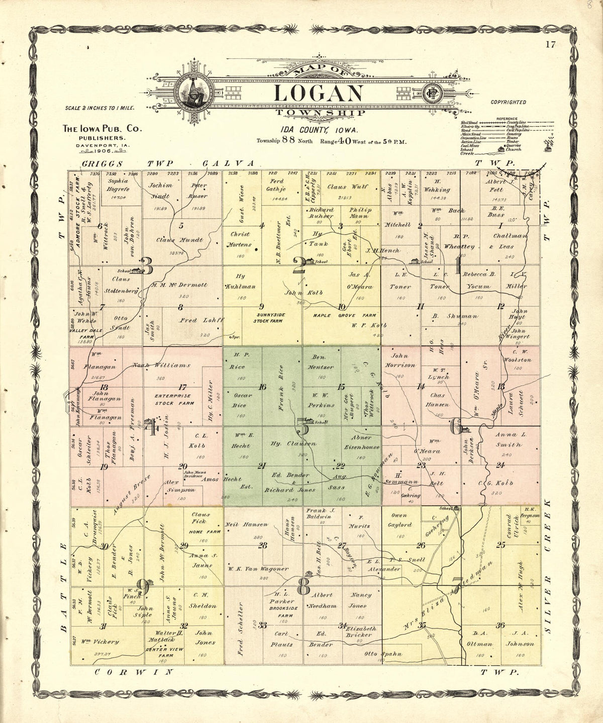 Map of Logan Township from Atlas of Ida County, Iowa 1906 by Relic Map Company