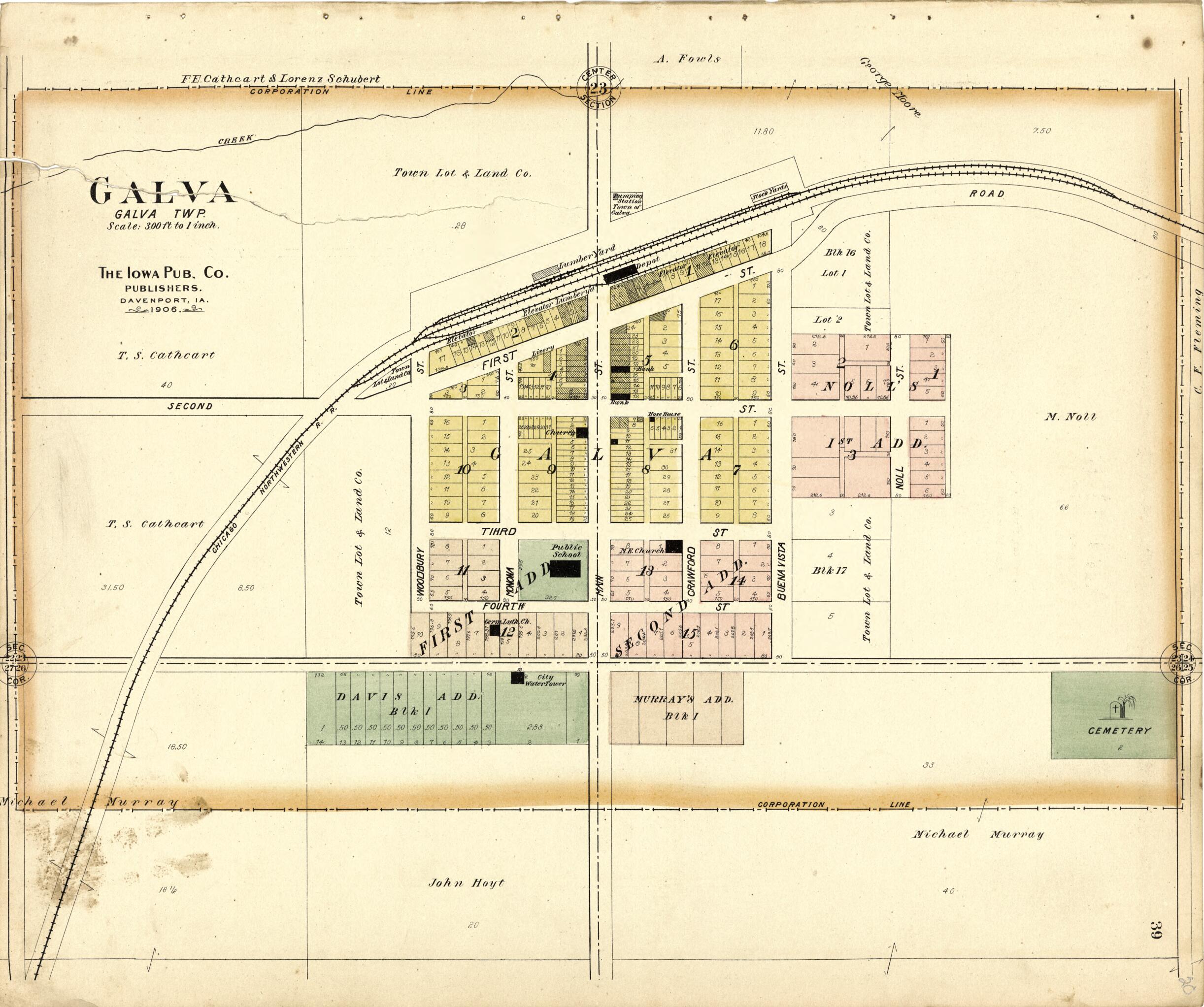 This old map of Map of Galva from Atlas of Ida County, Iowa from 1906 was created by Iowa Publishing Co in 1906