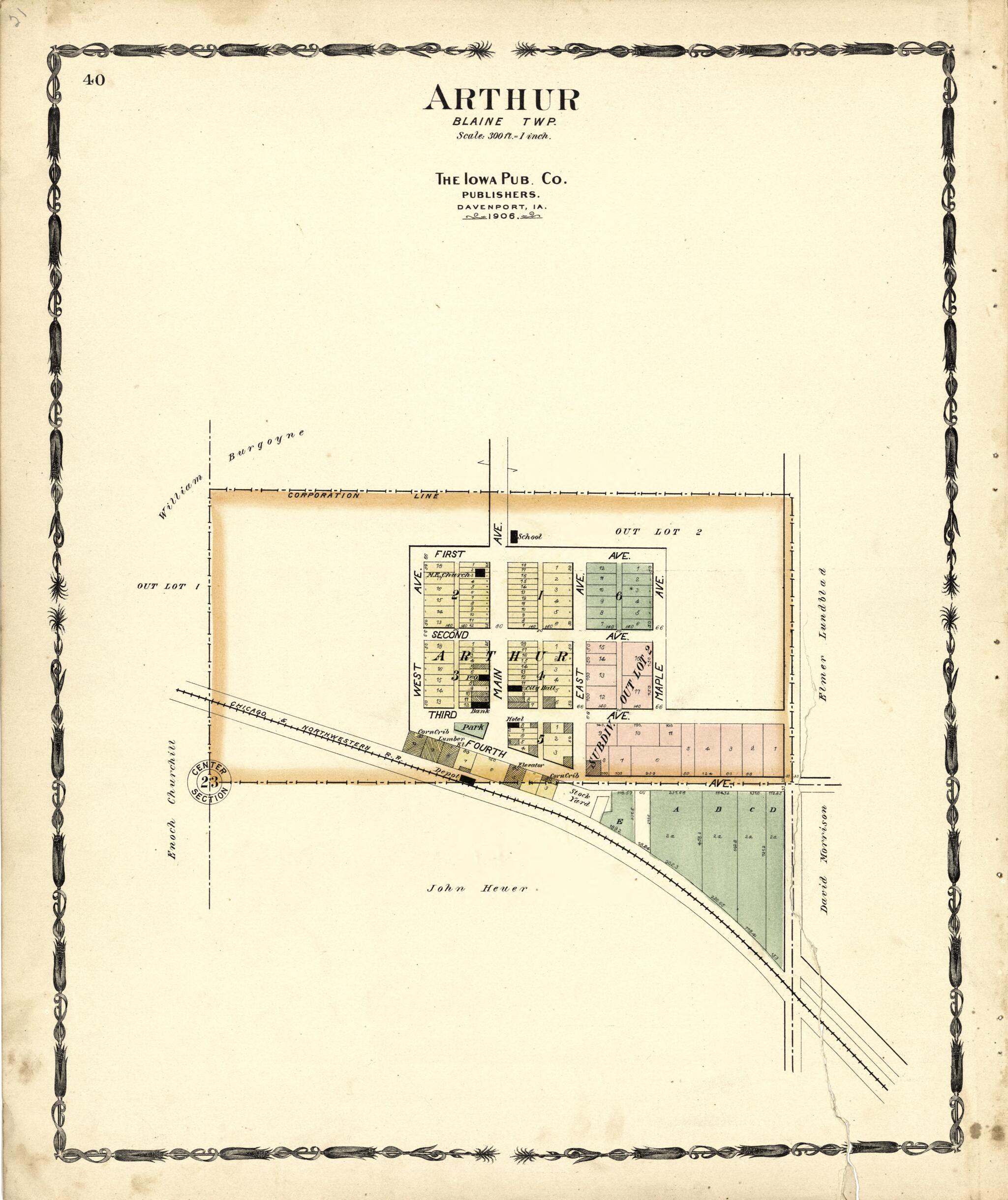 This old map of Map of Authur from Atlas of Ida County, Iowa from 1906 was created by Iowa Publishing Co in 1906