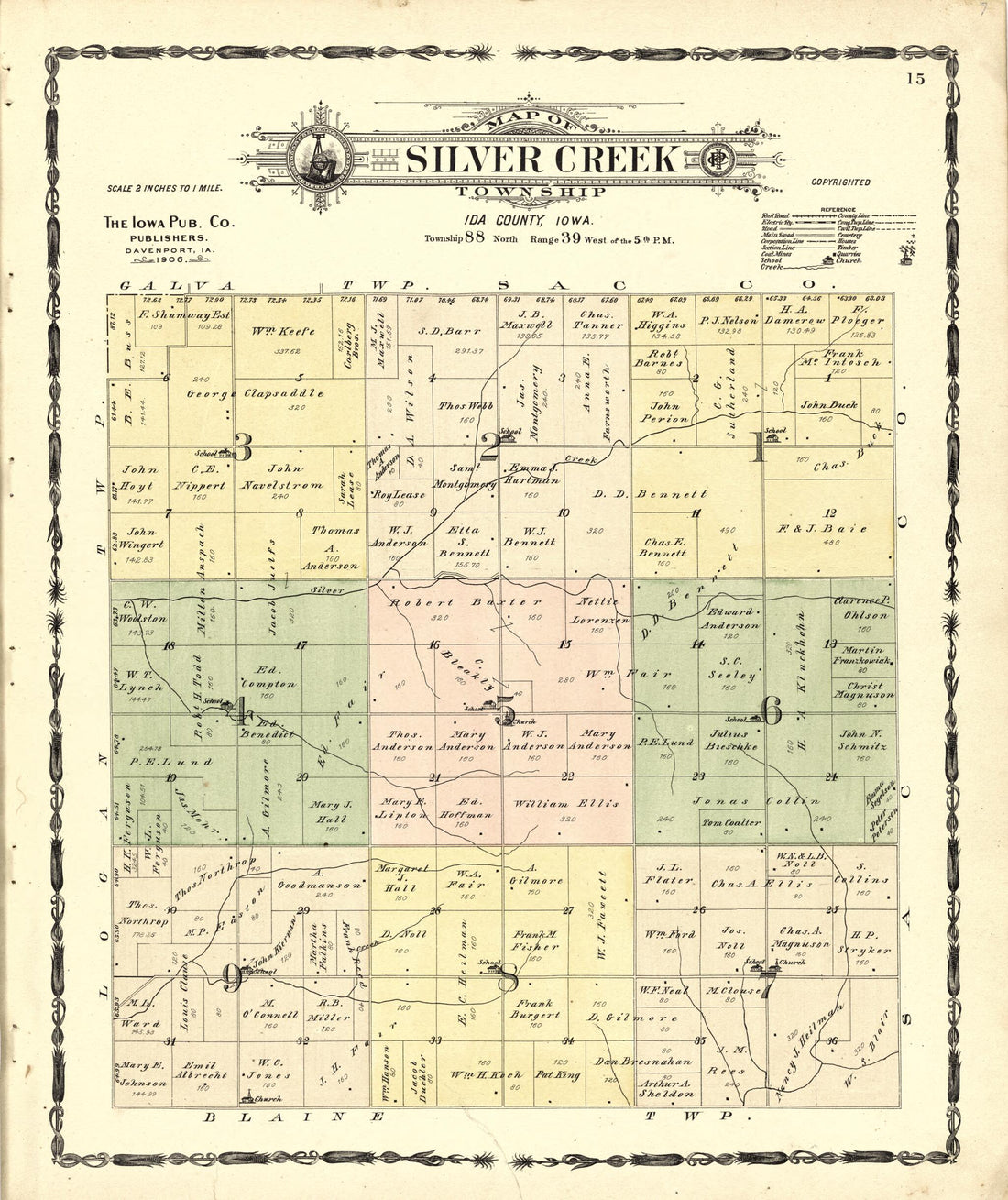 This old map of Map of Silver Creek Township from Atlas of Ida County, Iowa from 1906 was created by Iowa Publishing Co in 1906