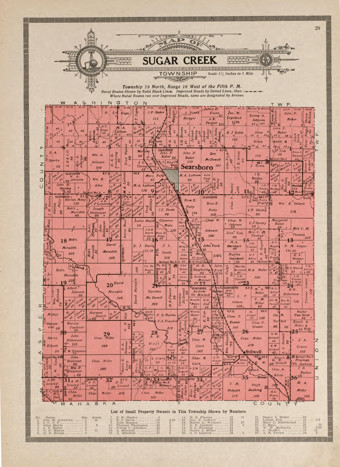 This old map of Sugar Creek Township from Standard Atlas and Directory of Poweshiek County, Iowa from 1914 was created by Iowa) Kenyon Company (Des Moines in 1914